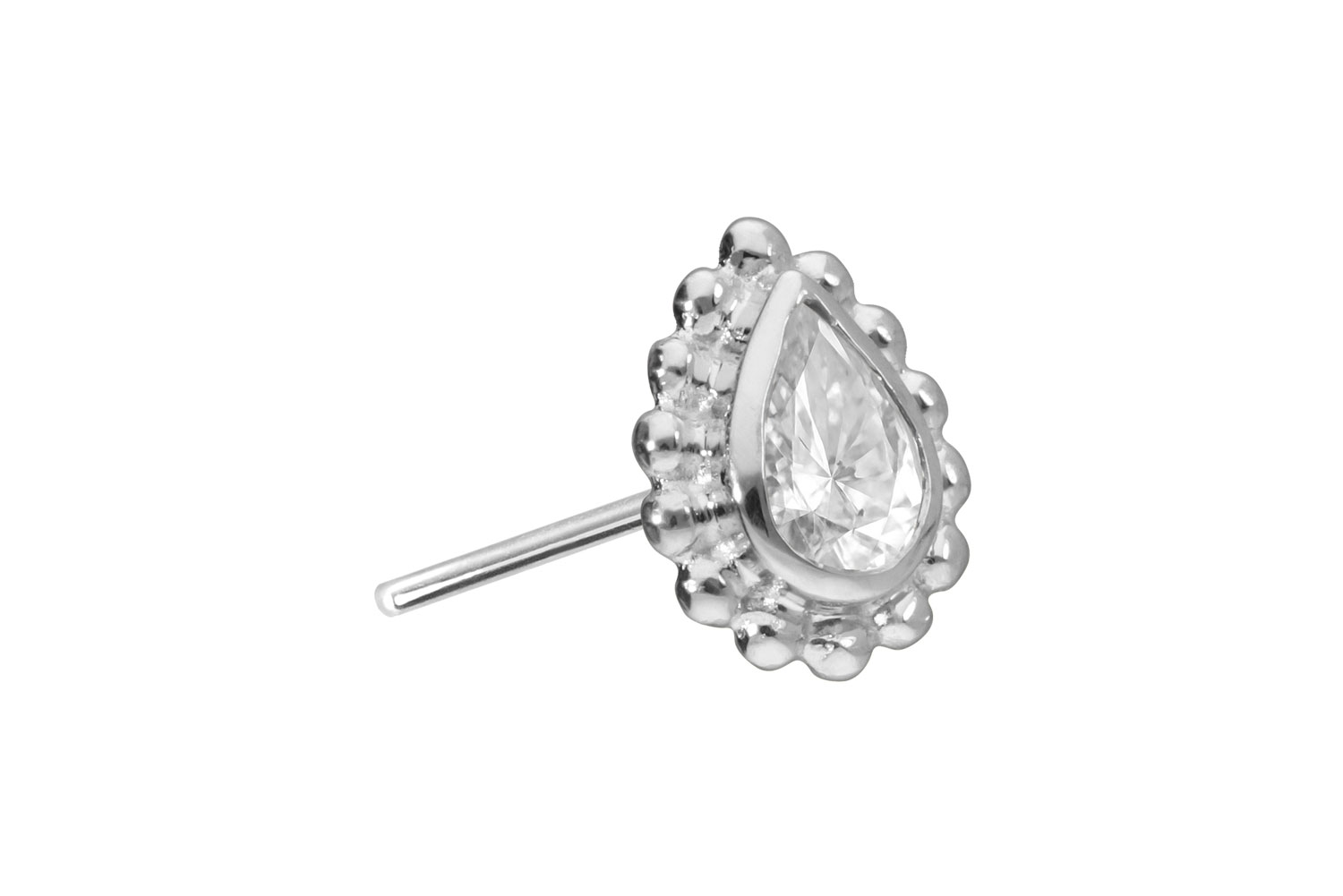 14 carat gold attachment with titanium push pin MOISSANITE-DROP + BALLS