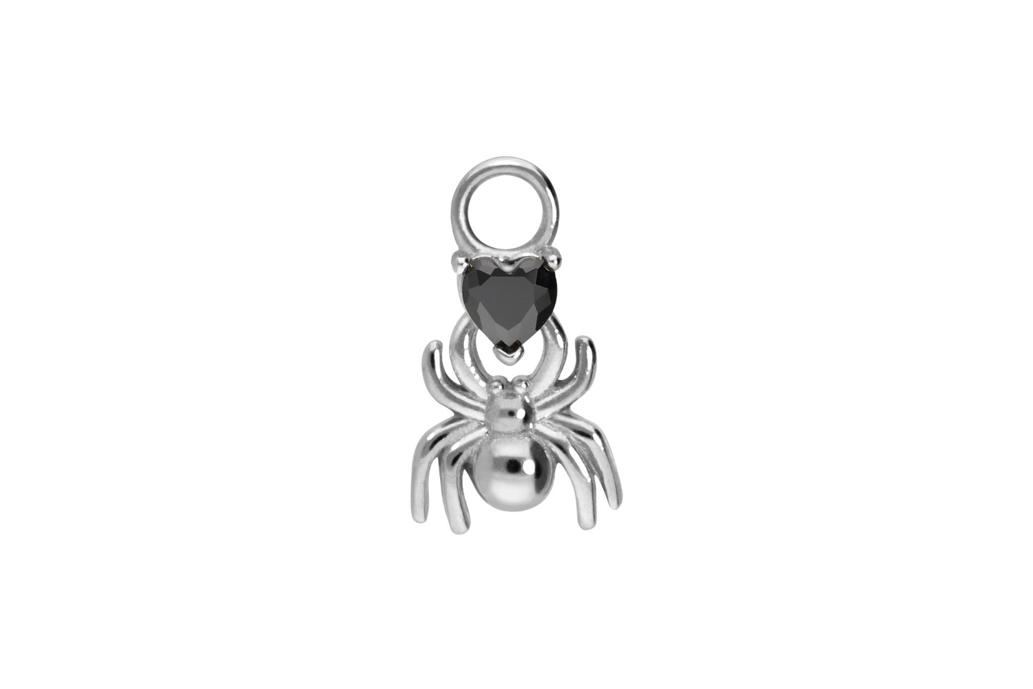 Chirurgenstahl Anhänger für Clicker SPINNE + KRISTALLHERZ