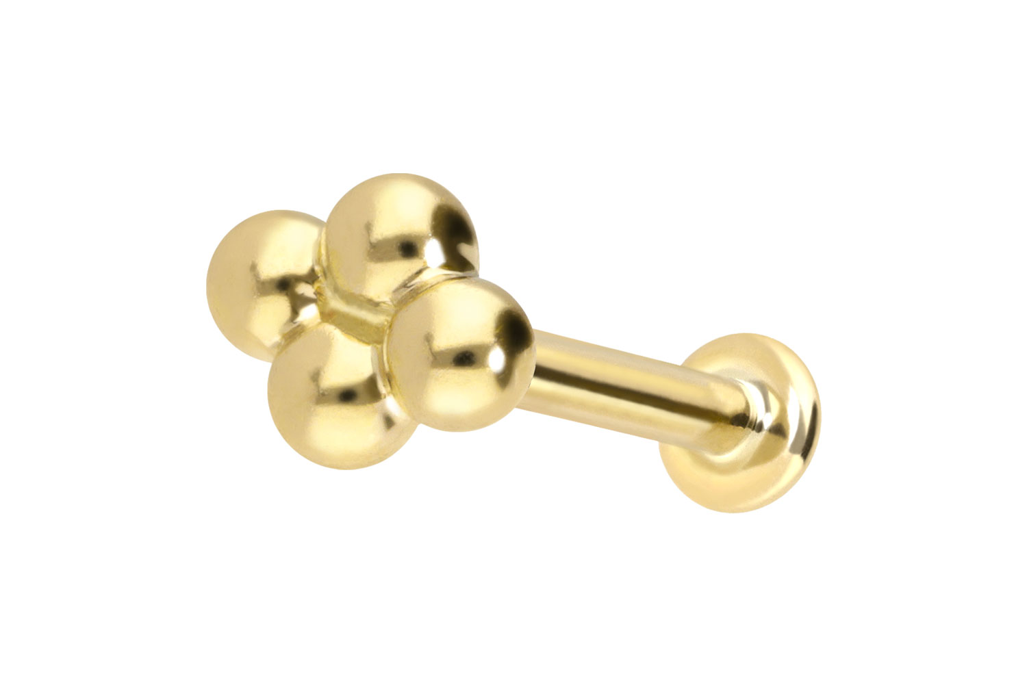 14 Karat Gold Labret mit Push Fit 4 KUGELN