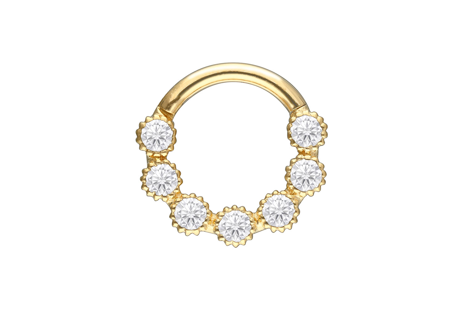 18 carat gold segment ring clicker 7 MOISANITES