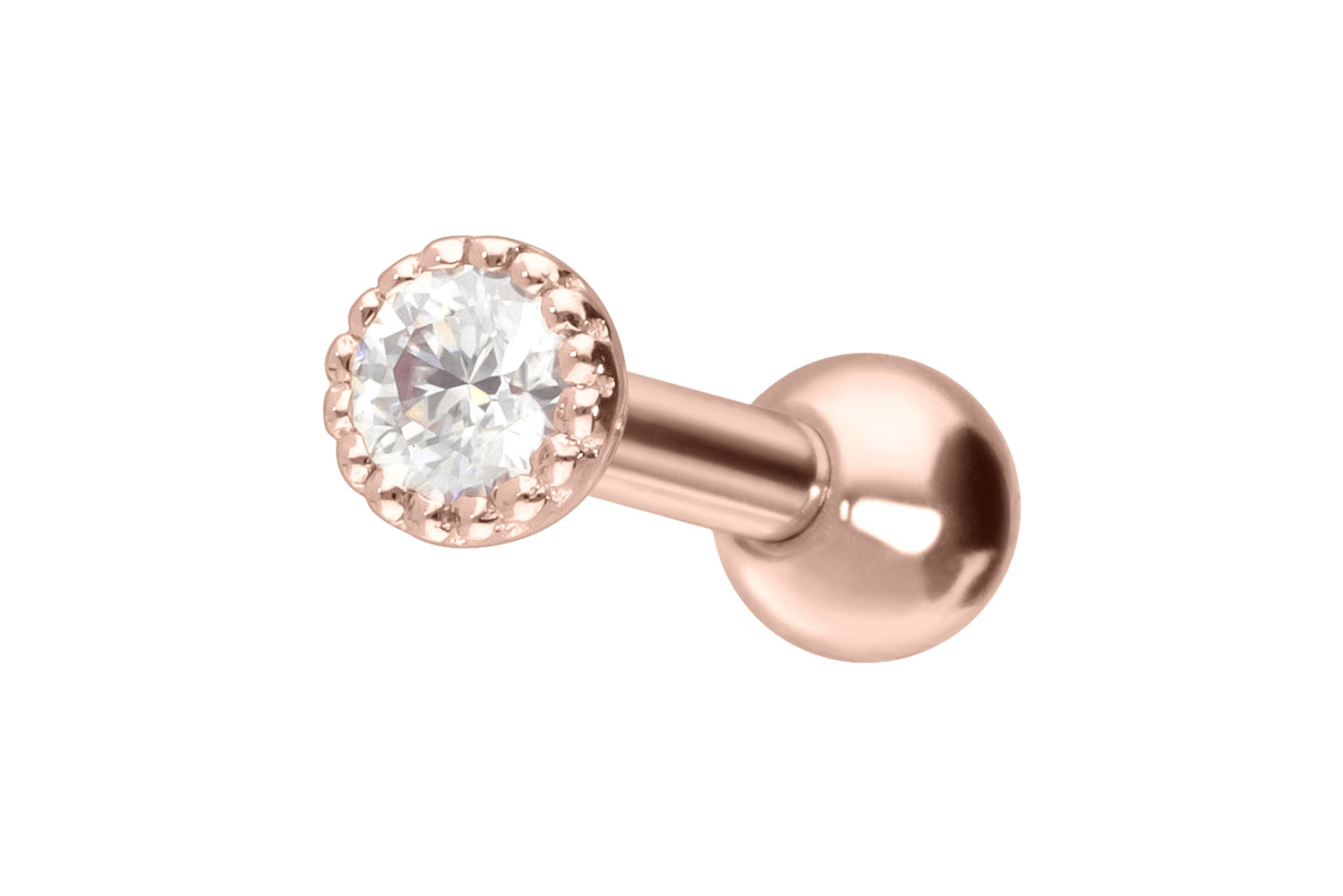 14/18 carat gold ear piercing MOISSANITE