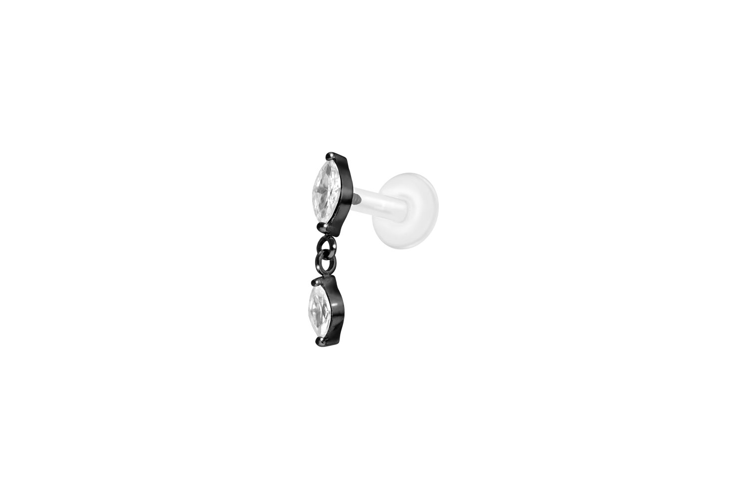 PTFE Labret mit Innengewinde + Titan-Aufsatz 2 KRISTALLTROPFEN