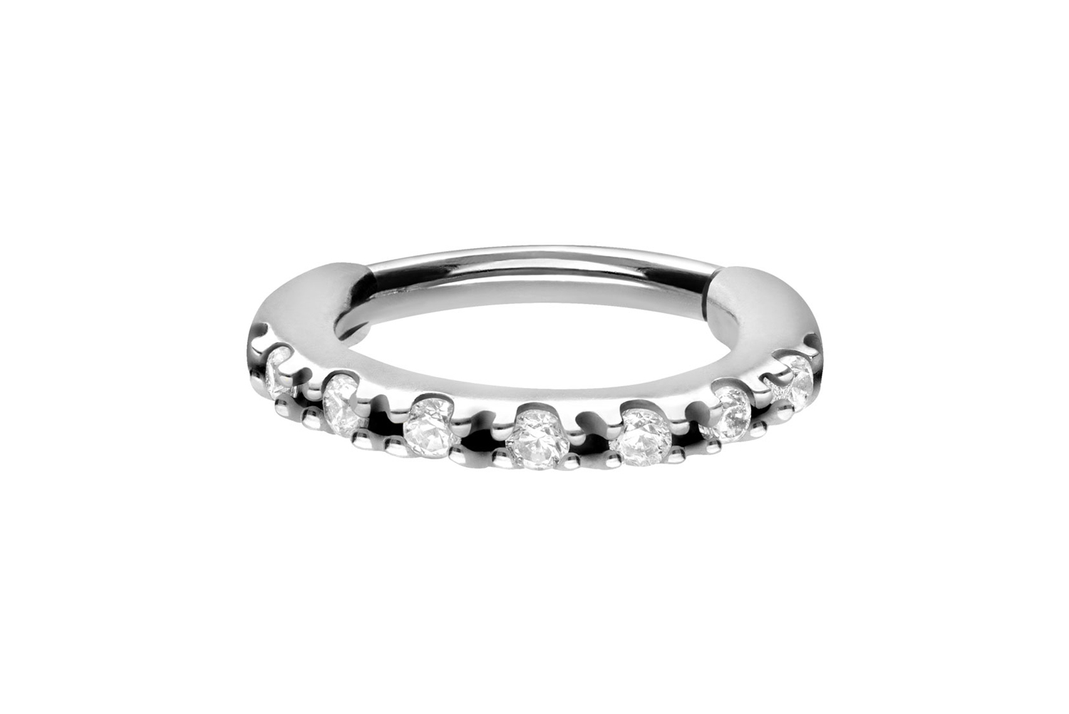 Chirurgenstahl Segmentring Clicker OVAL + EINGEFASSTE KRISTALLE