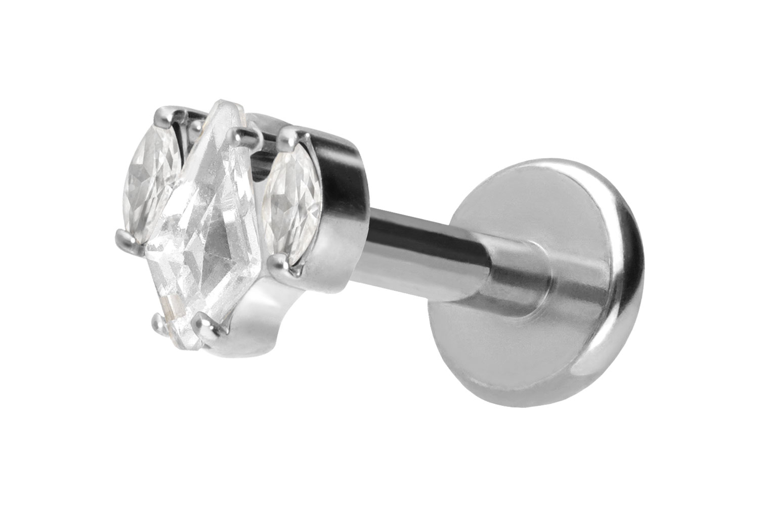 Titanium labret with push fit CRYSTAL SHIELD + CRYSTAL OVALS