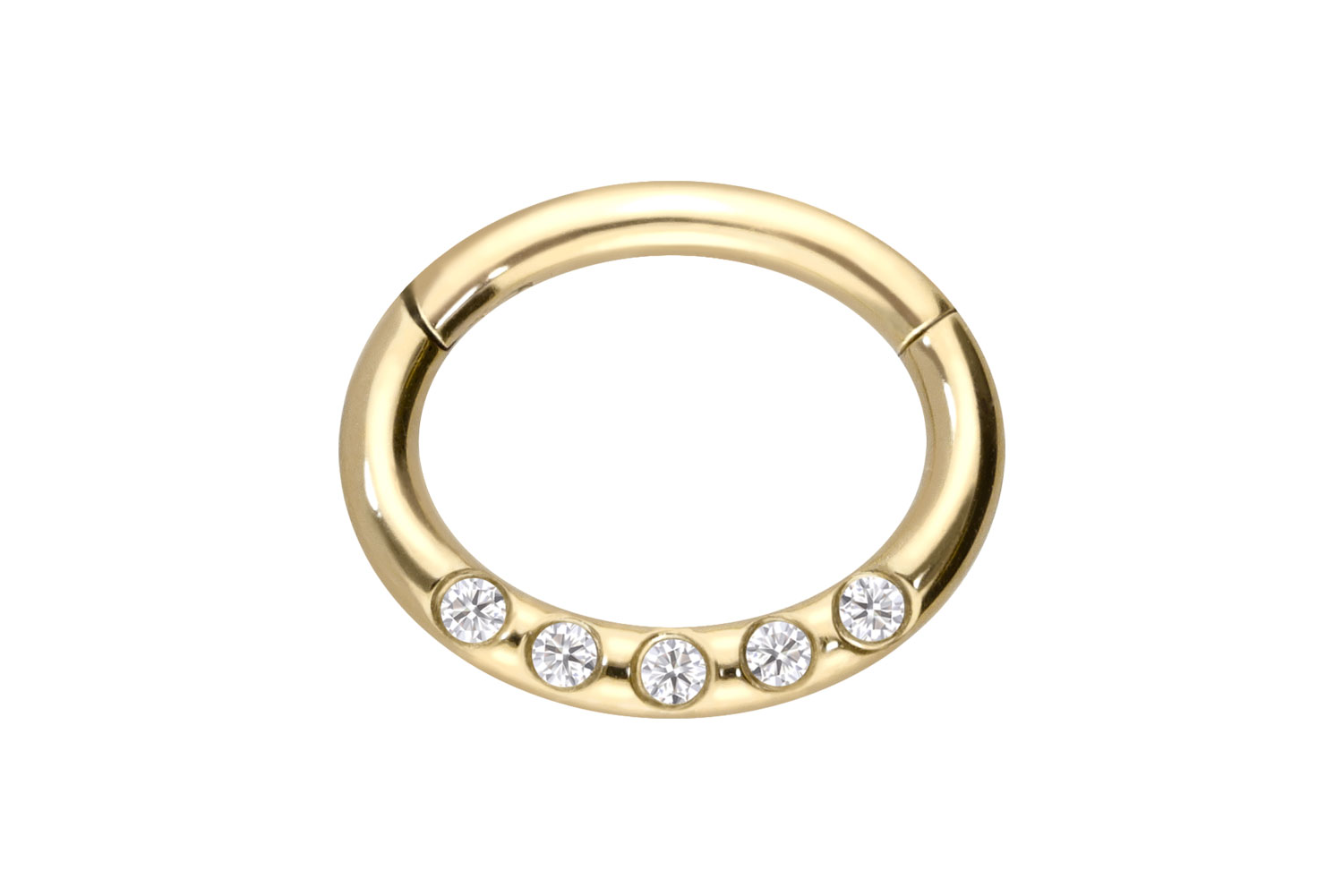18 Karat Gold Segmentring Clicker OVAL + 5 MOISSANITE
