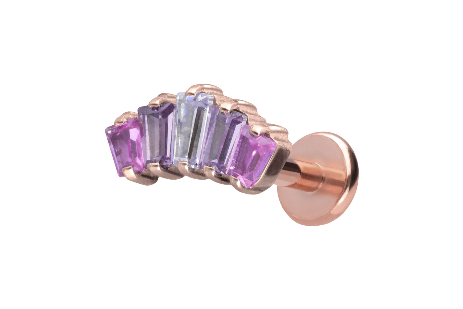 Titan Labret mit Push Fit 5 EINGEFASSTE KRISTALLRECHTECKE