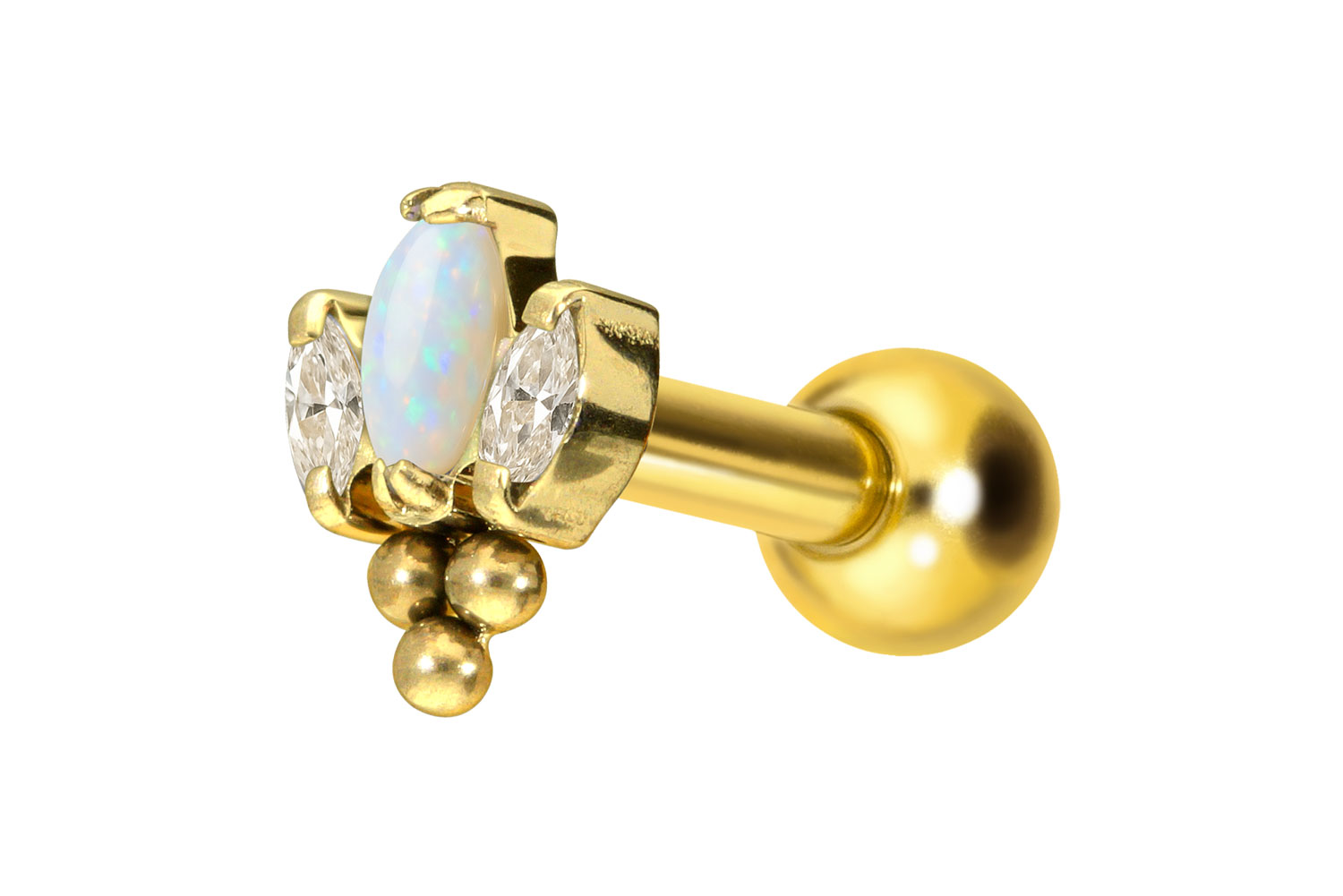 Titan Ohrpiercing mit Innengewinde LOTUSBLÜTE + 3 KUGELN