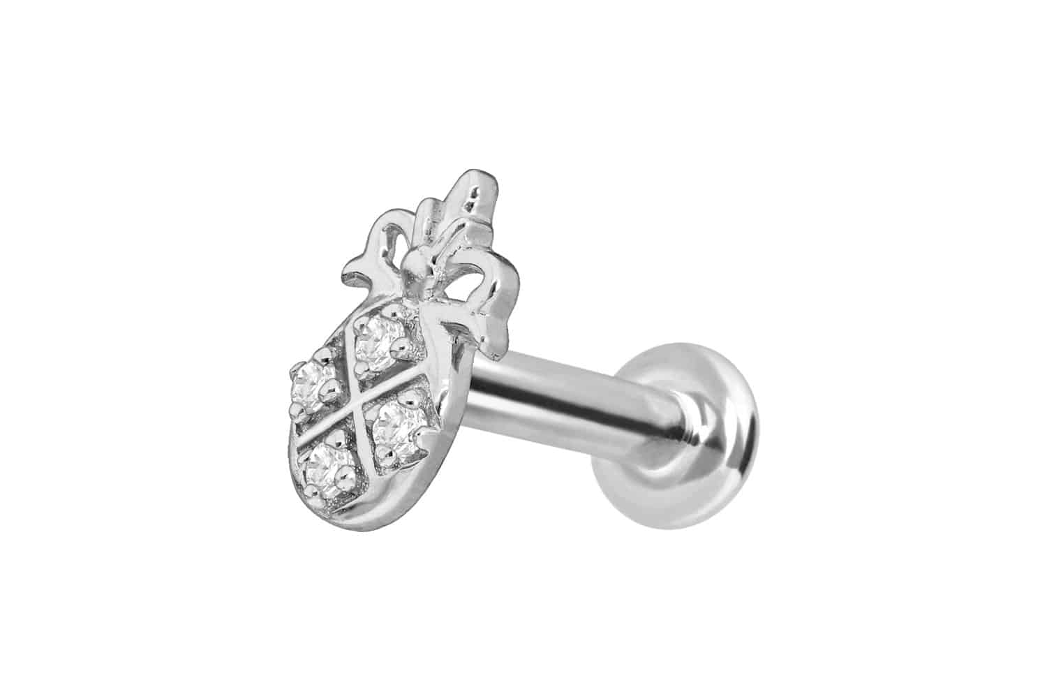 14 Karat Gold Labret mit Innengewinde MOISSANIT-ANANAS