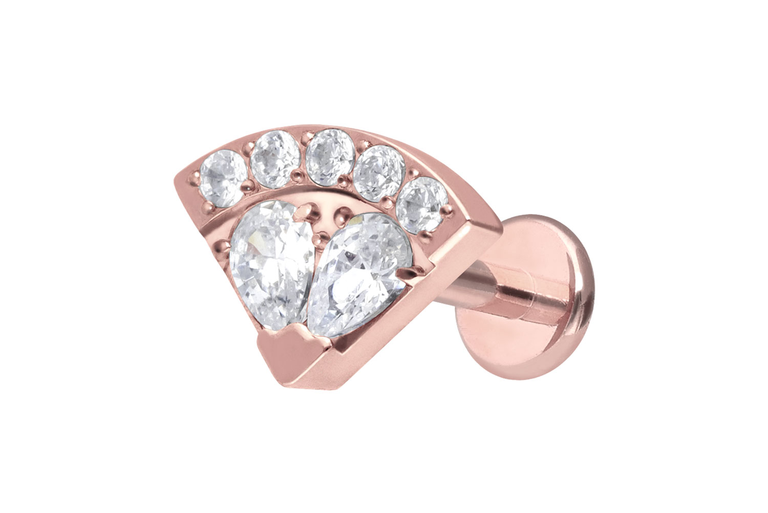 Premium Titan Labret mit Innengewinde KRISTALLFÄCHER