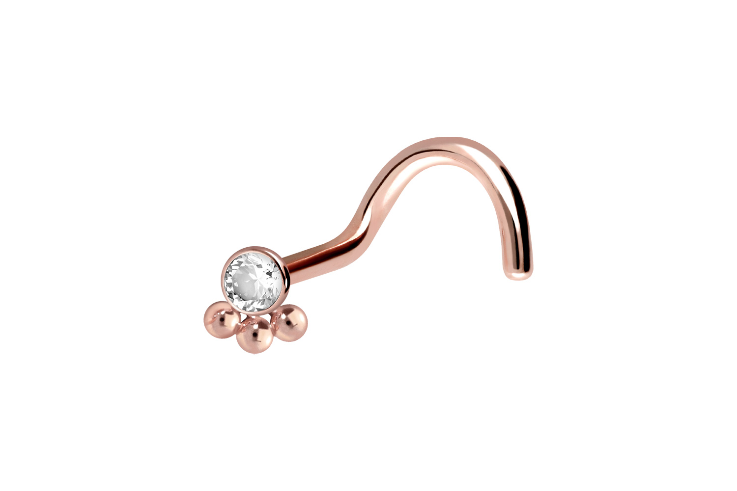 Titan Nasenstecker Spirale KRISTALL + 3 KUGELN