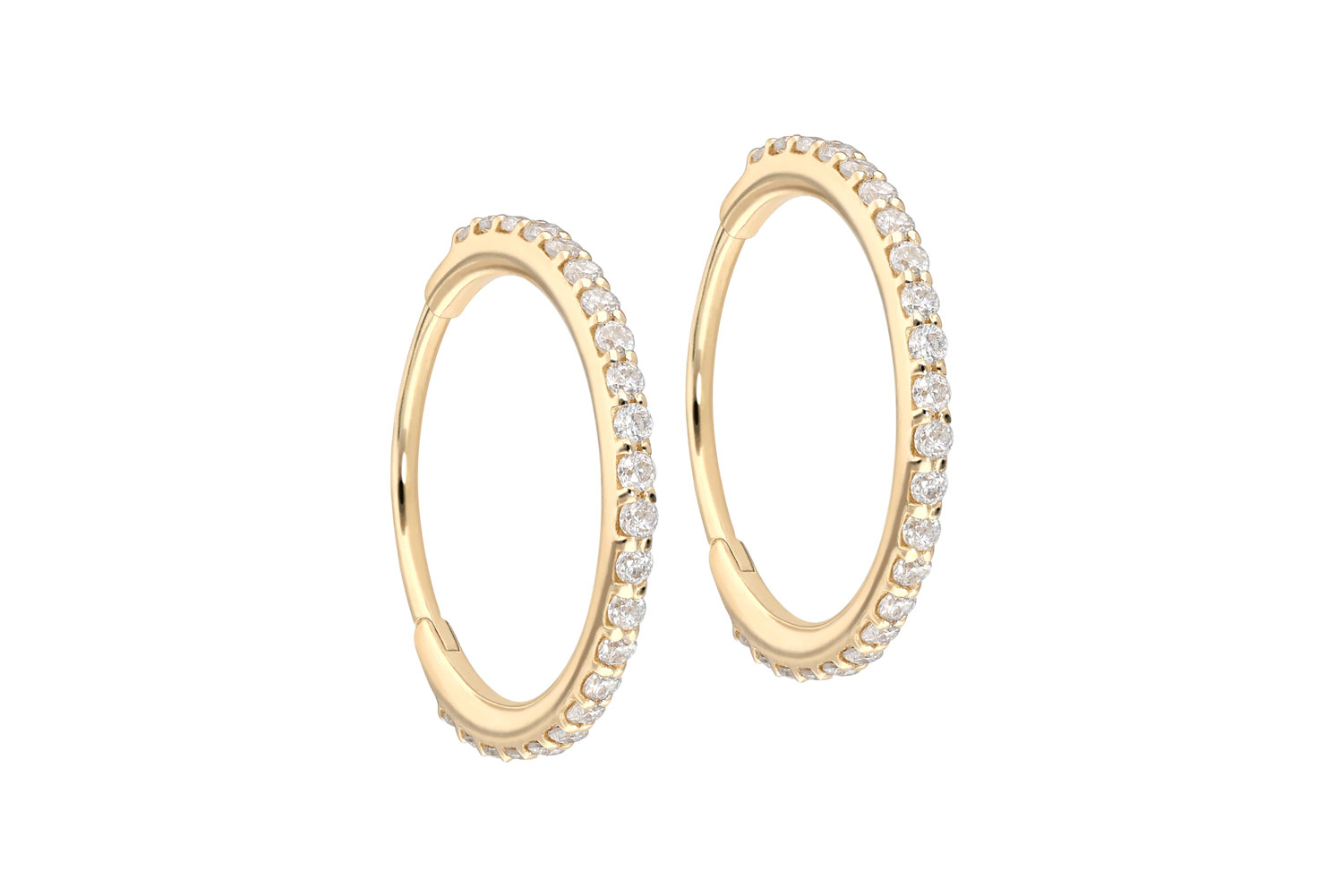 14/18 Karat Gold Ohrclicker Creolen EINGEFASSTE MOISSANITE