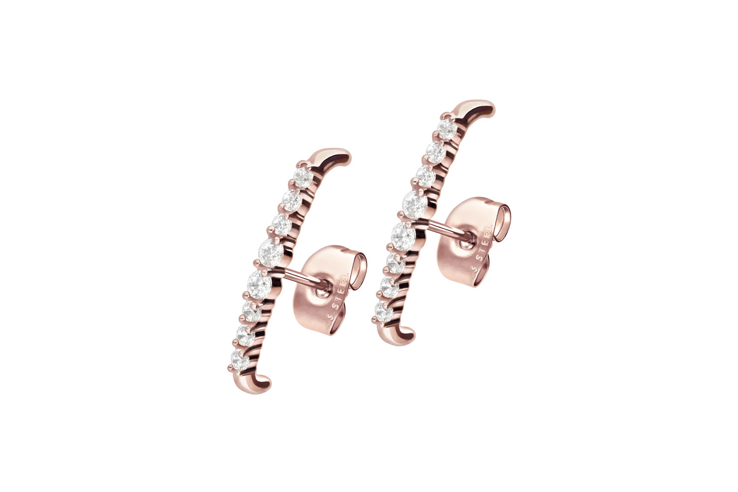 Chirurgenstahl Ohrstecker BOGEN + 8 EINGEFASSTE KRISTALLE