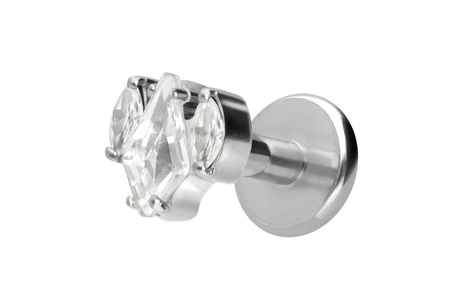 Titan Labret mit Innengewinde KRISTALLSCHILD + KRISTALLOVALE