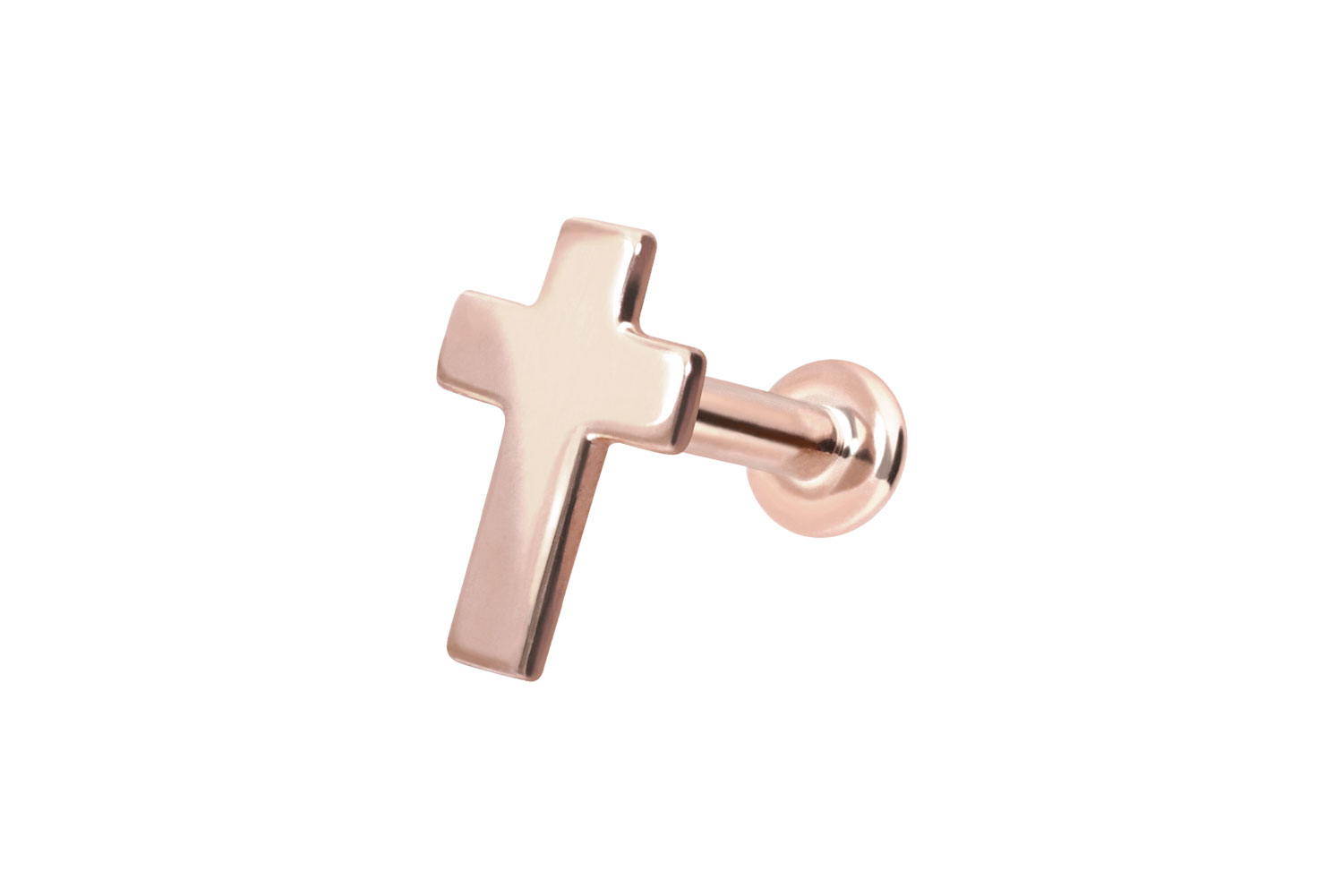 14 Karat Gold Labret mit Innengewinde KREUZ