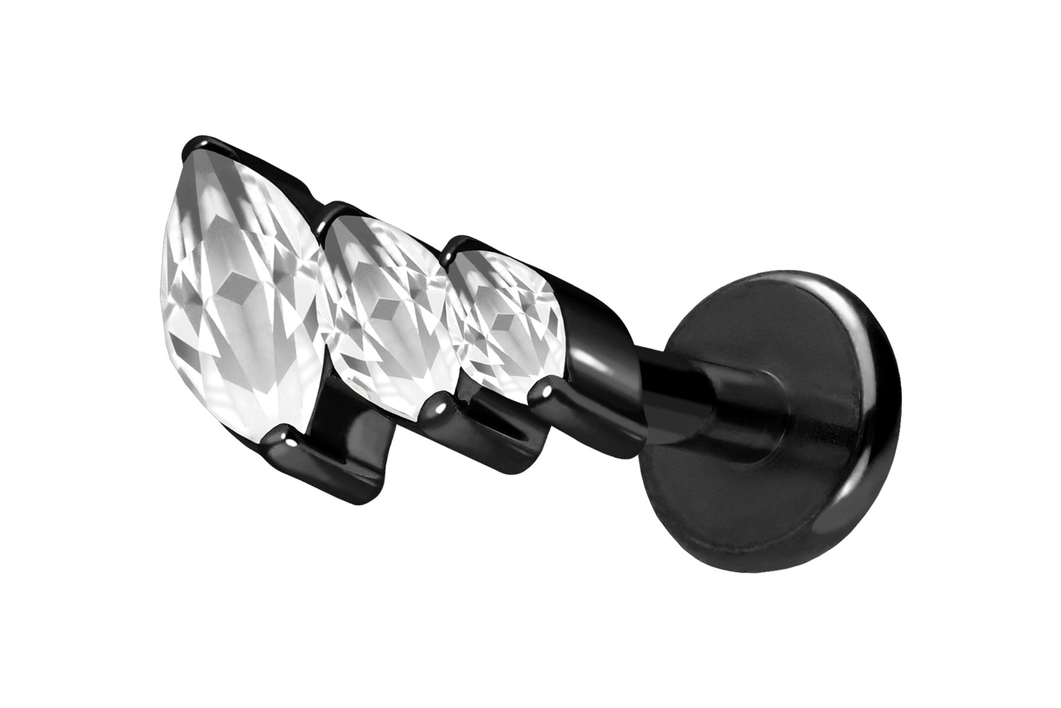 Titan Labret mit Push Fit 3 EINGEFASSTE KRISTALLTROPFEN