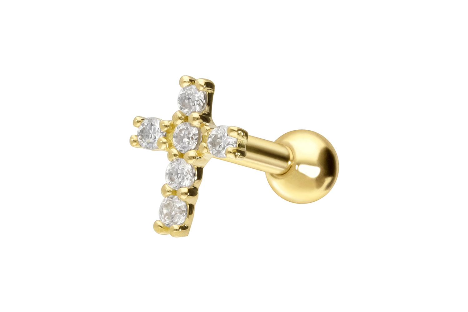 14/18 Karat Gold Ohrpiercing MOISSANIT-KREUZ