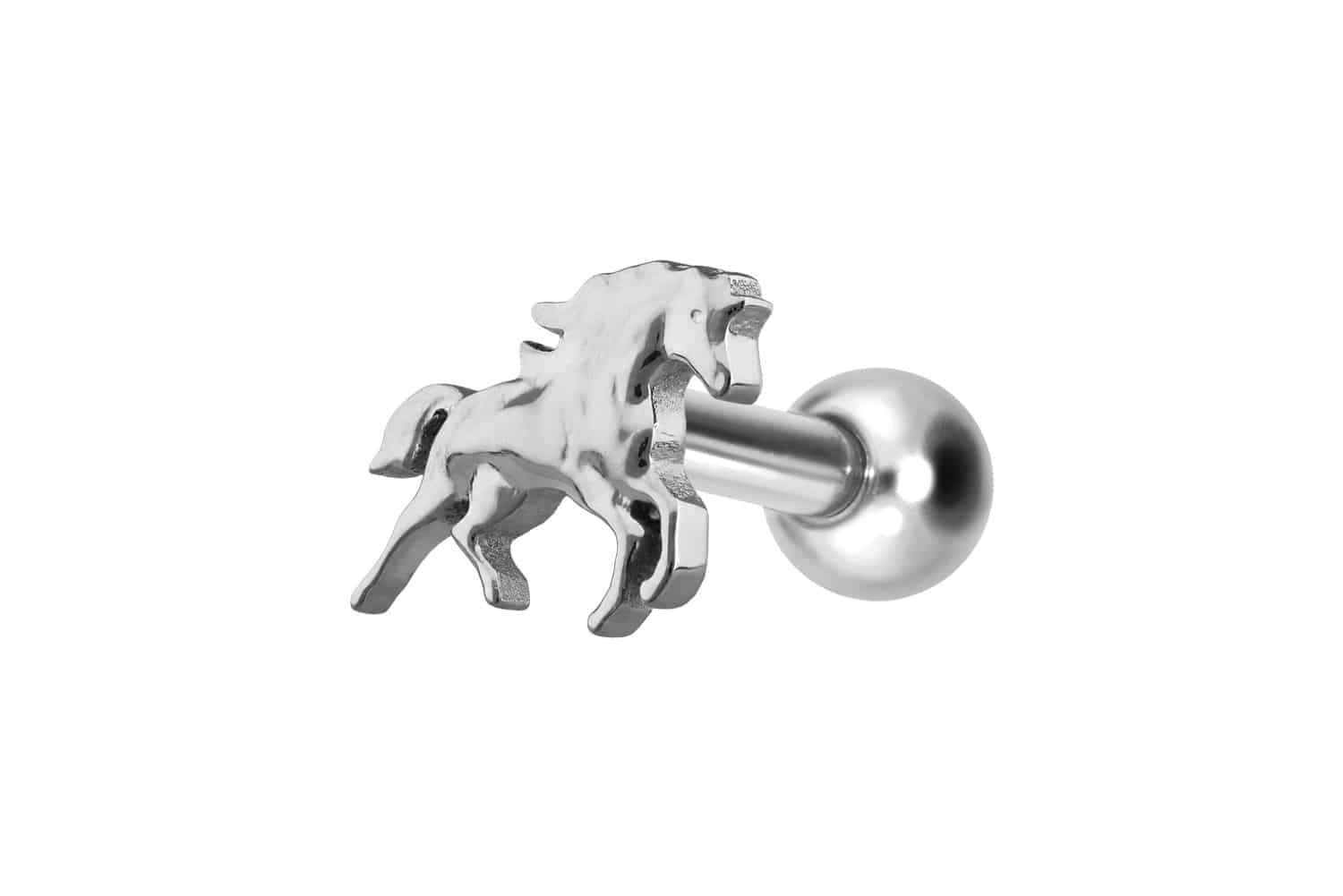 Titanium ear piercing with internal thread HORSE