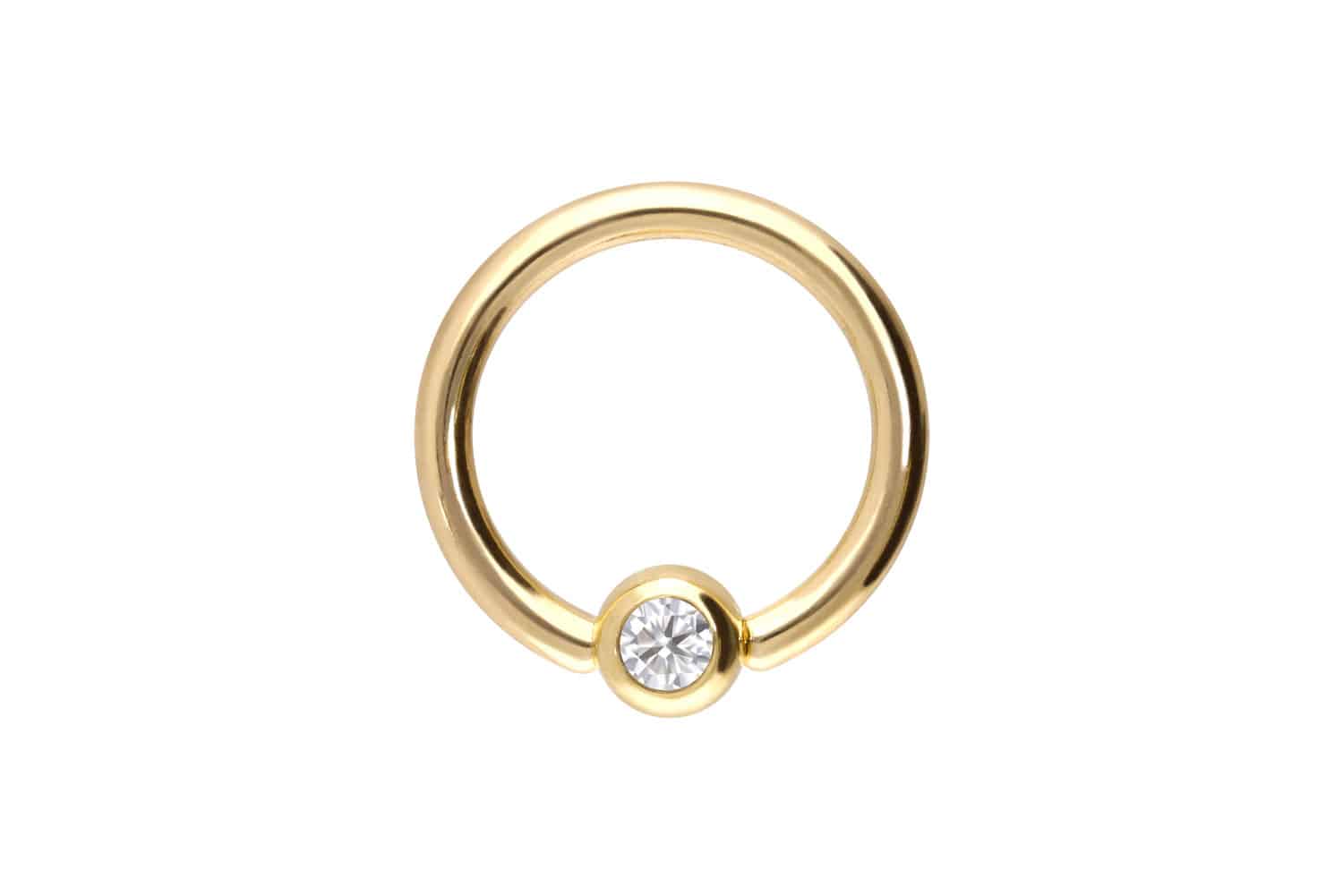 14/18 Karat Gold Klemmkugelring MOISSANIT