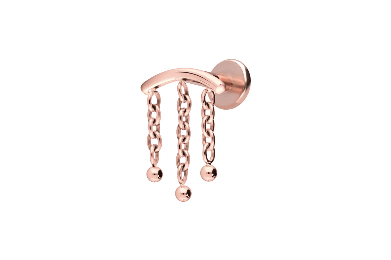 Titanium labret with internal thread ARCH + 3 CHAINS