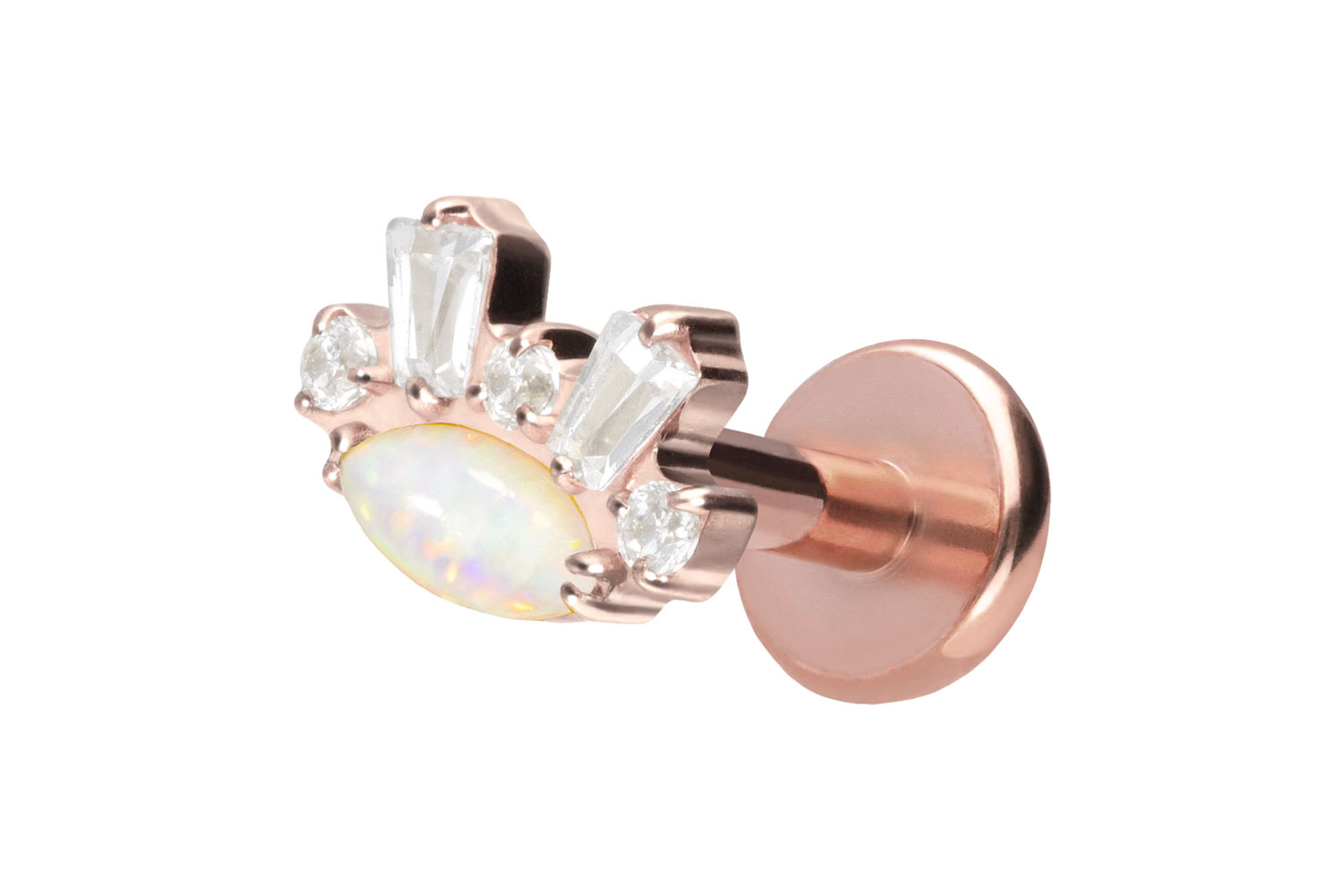 Titan Labret mit Push Fit SYNTHETISCHER OPAL + KRISTALLE