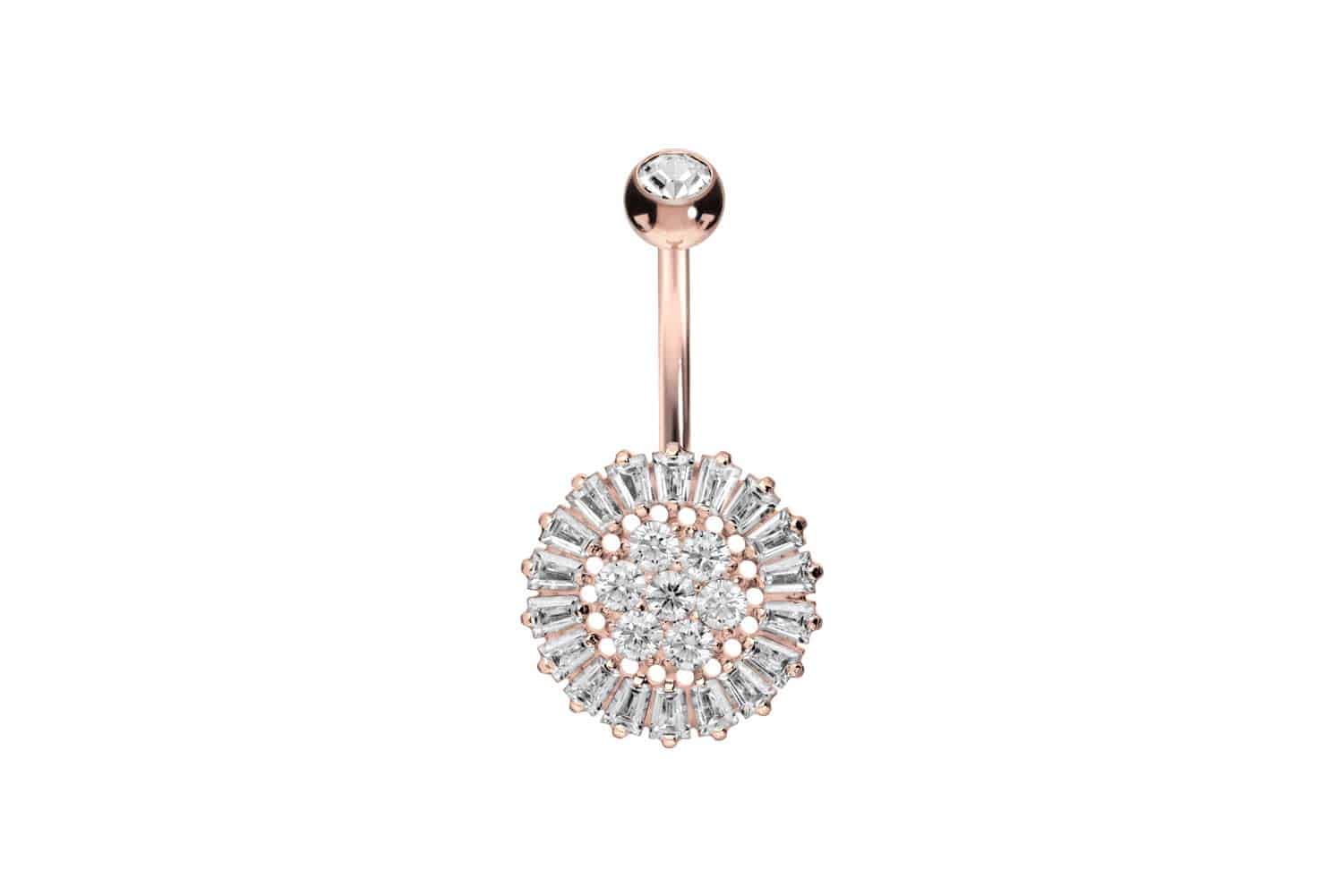 Titanium bananabell with internal thread CRYSTAL FLOWER + CRYSTAL CIRCLE