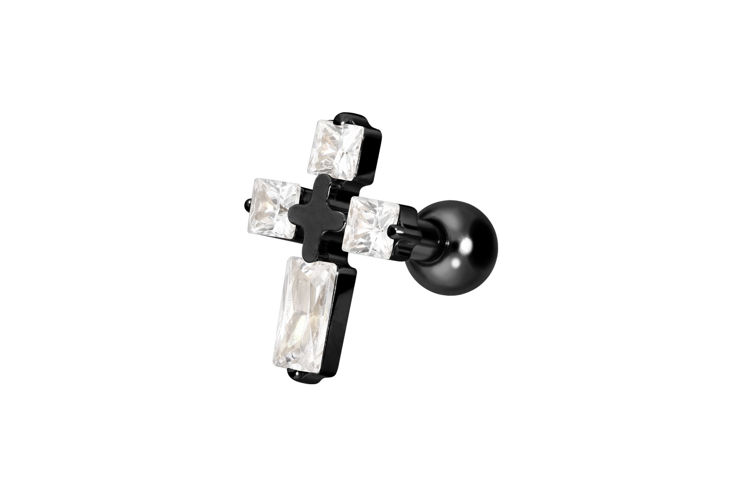 Titan Ohrpiercing mit Innengewinde KRISTALLKREUZ