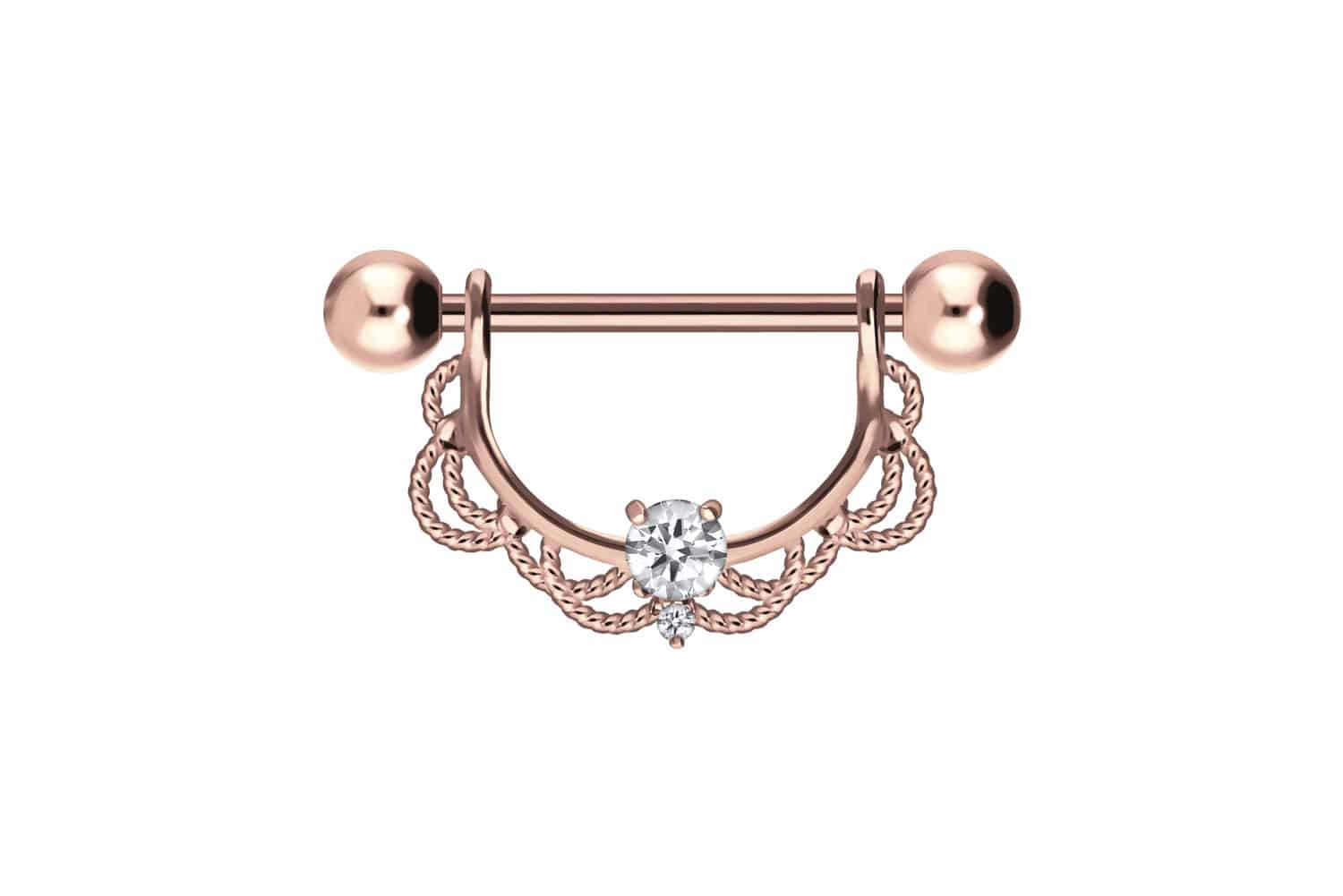 Chirurgenstahl Nippelpiercing ORIENTALISCHES DESIGN + KRISTALL
