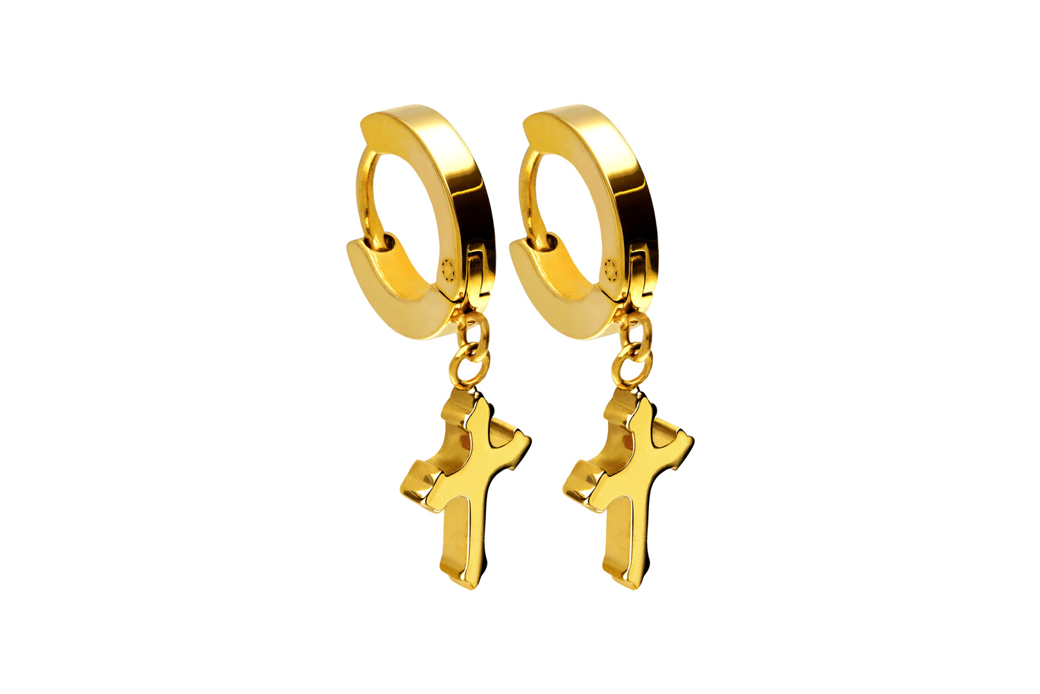 Chirurgenstahl Creolen BEWEGLICHES KREUZ