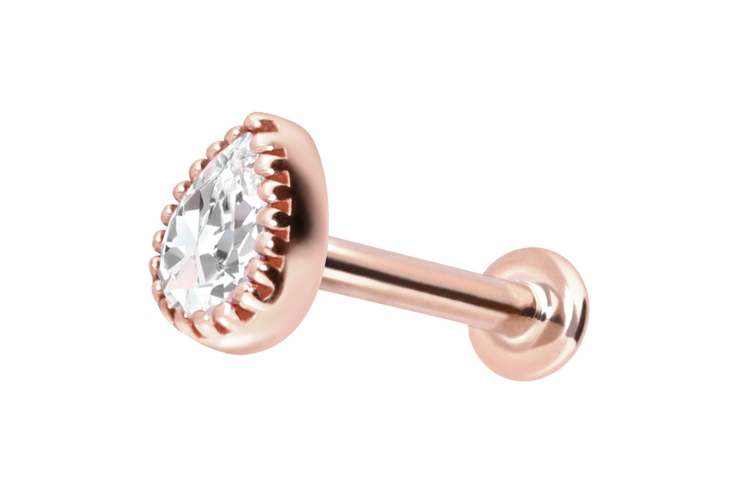 14 Karat Gold Labret mit Push Fit MOISSANIT-TROPFEN