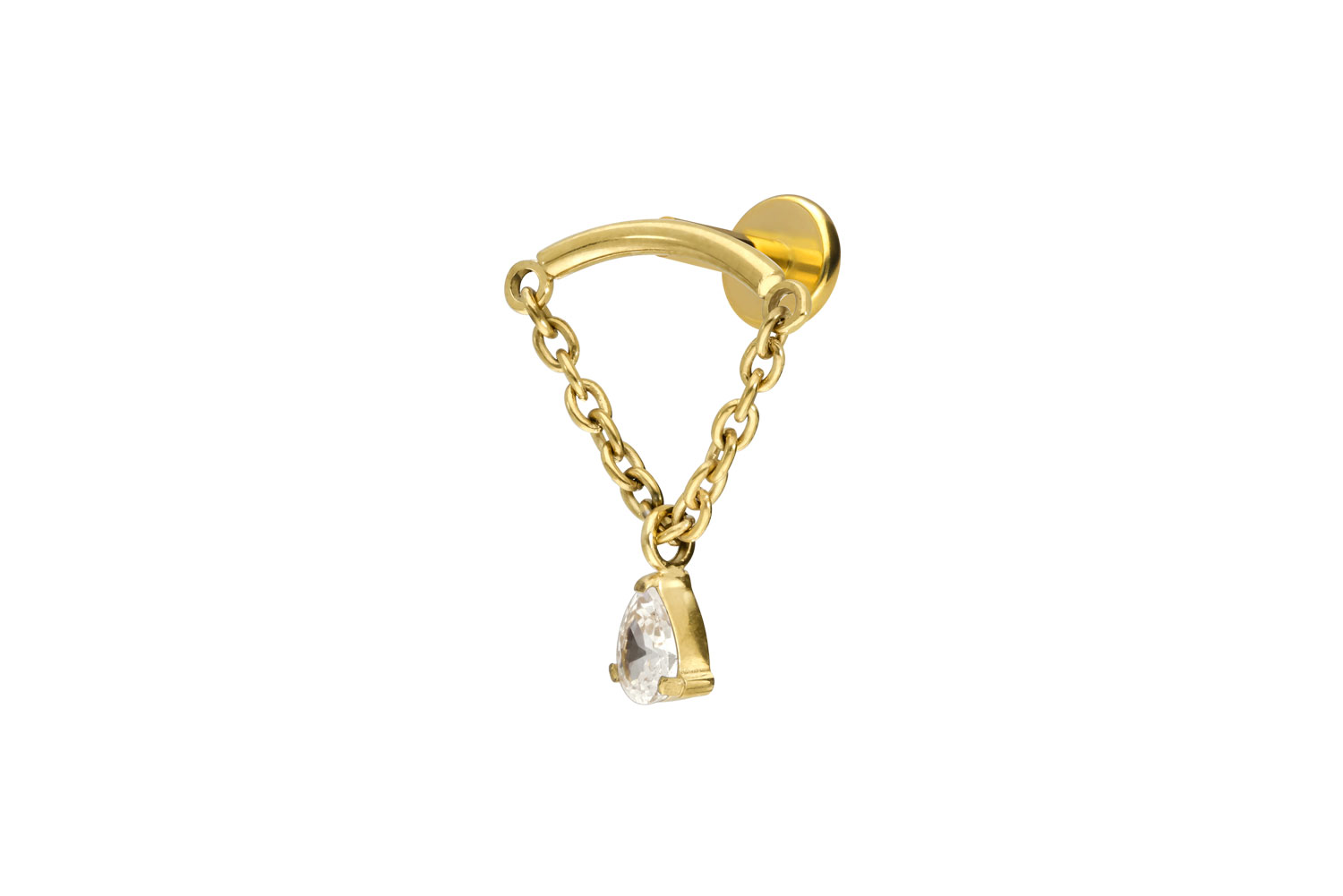 Titan Labret mit Innengewinde BOGEN + KETTE + KRISTALLTROPFEN