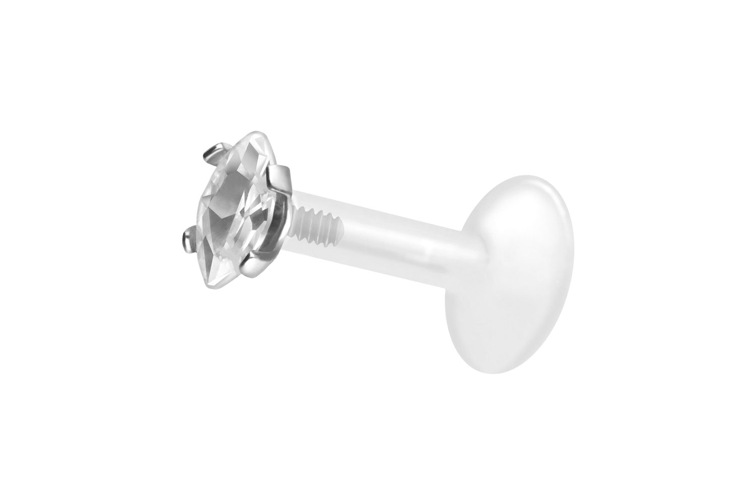 PTFE Labret mit Innengewinde + Titan-Aufsatz EINGEFASSTER KRISTALLTROPFEN