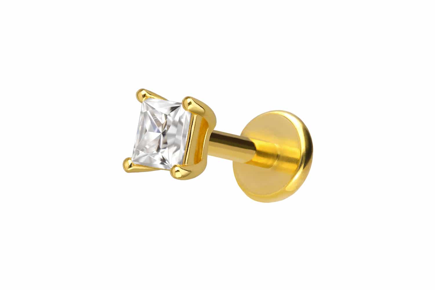 Titan Labret mit Innengewinde + 925er Silber Aufsatz MOISSANIT-QUADRAT
