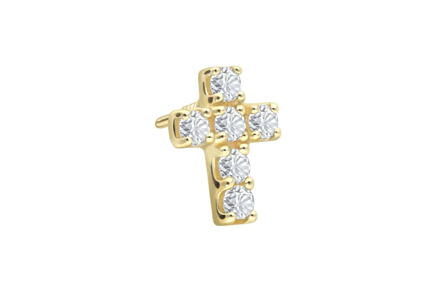 18 Karat Gold Schraubaufsatz mit Außengewinde DIAMANT-KREUZ