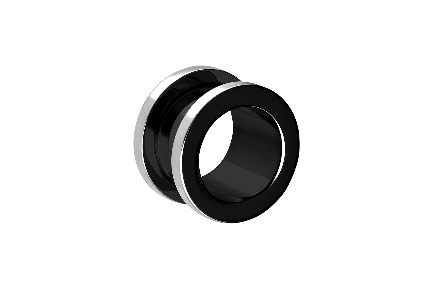 Surgical steel tunnel black POLISHED EDGE