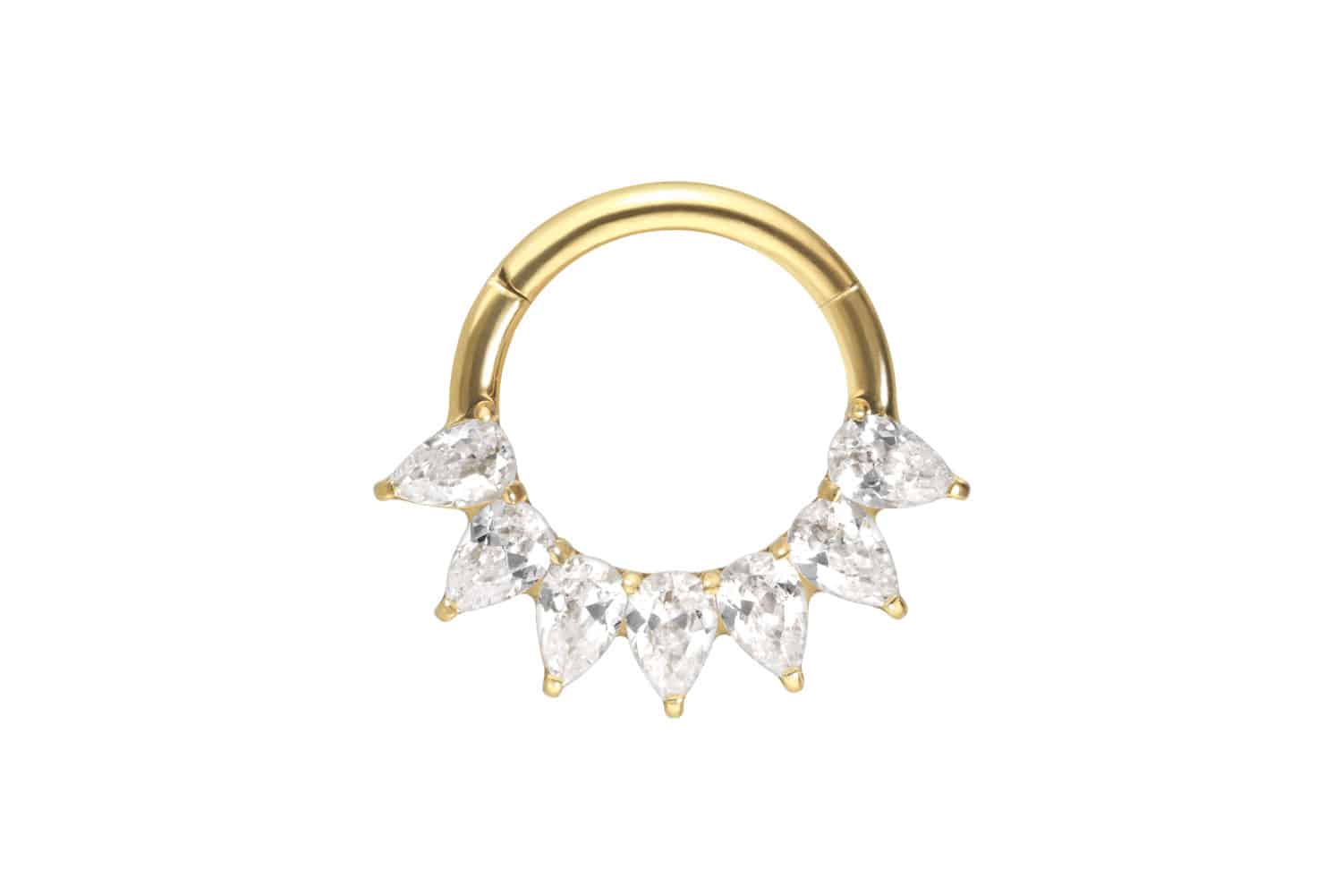 Titanium segment ring clicker 7 SETTED CRYSTALDROPS