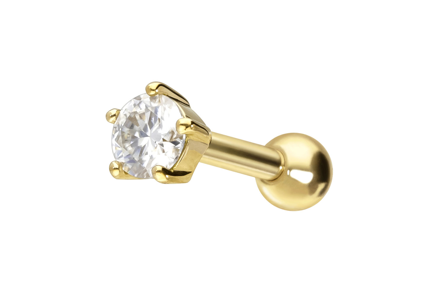 14/18 Karat Gold Ohrpiercing EINGEFASSTER MOISSANIT