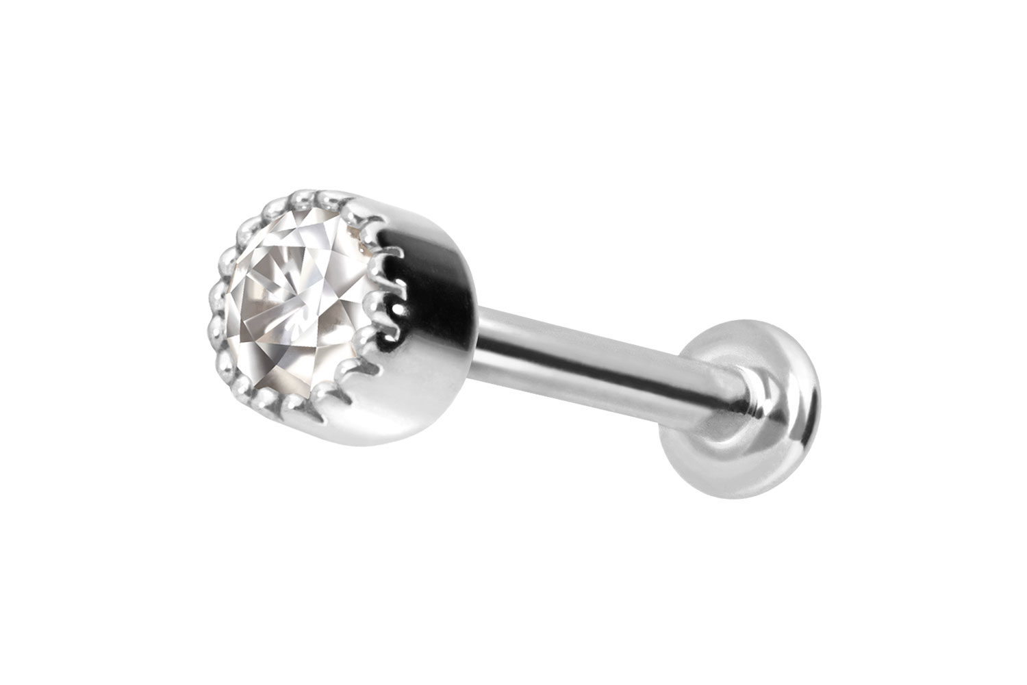 14 carat labret with internal thread MOISSANITE DISC