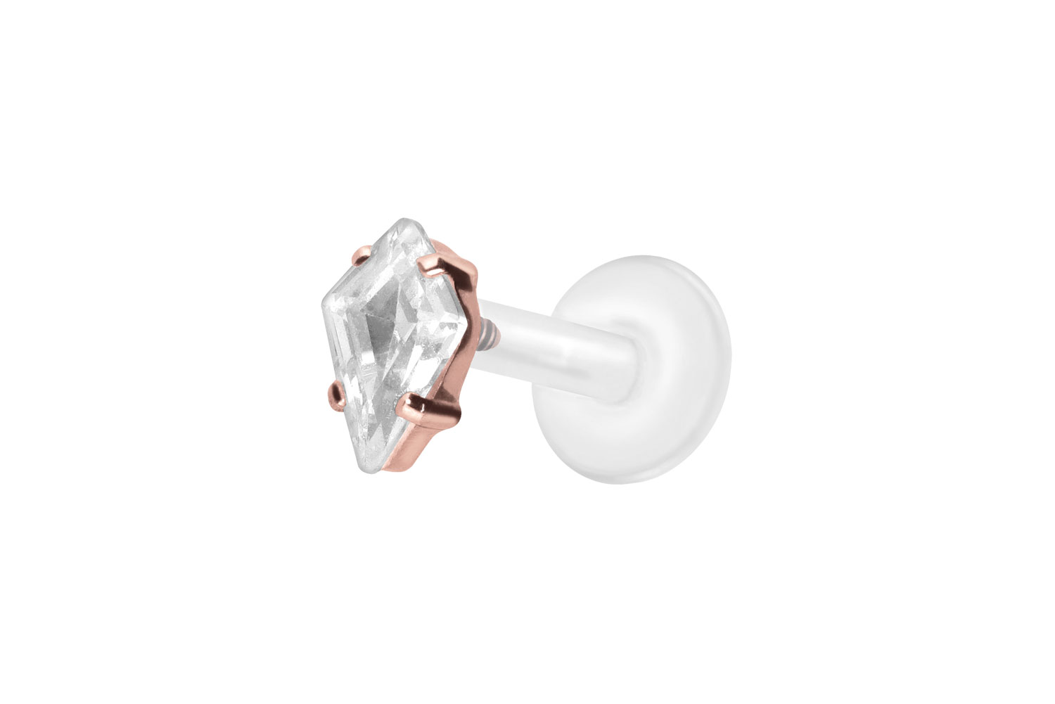 PTFE Labret mit Innengewinde + Titan-Aufsatz KRISTALLRAUTE