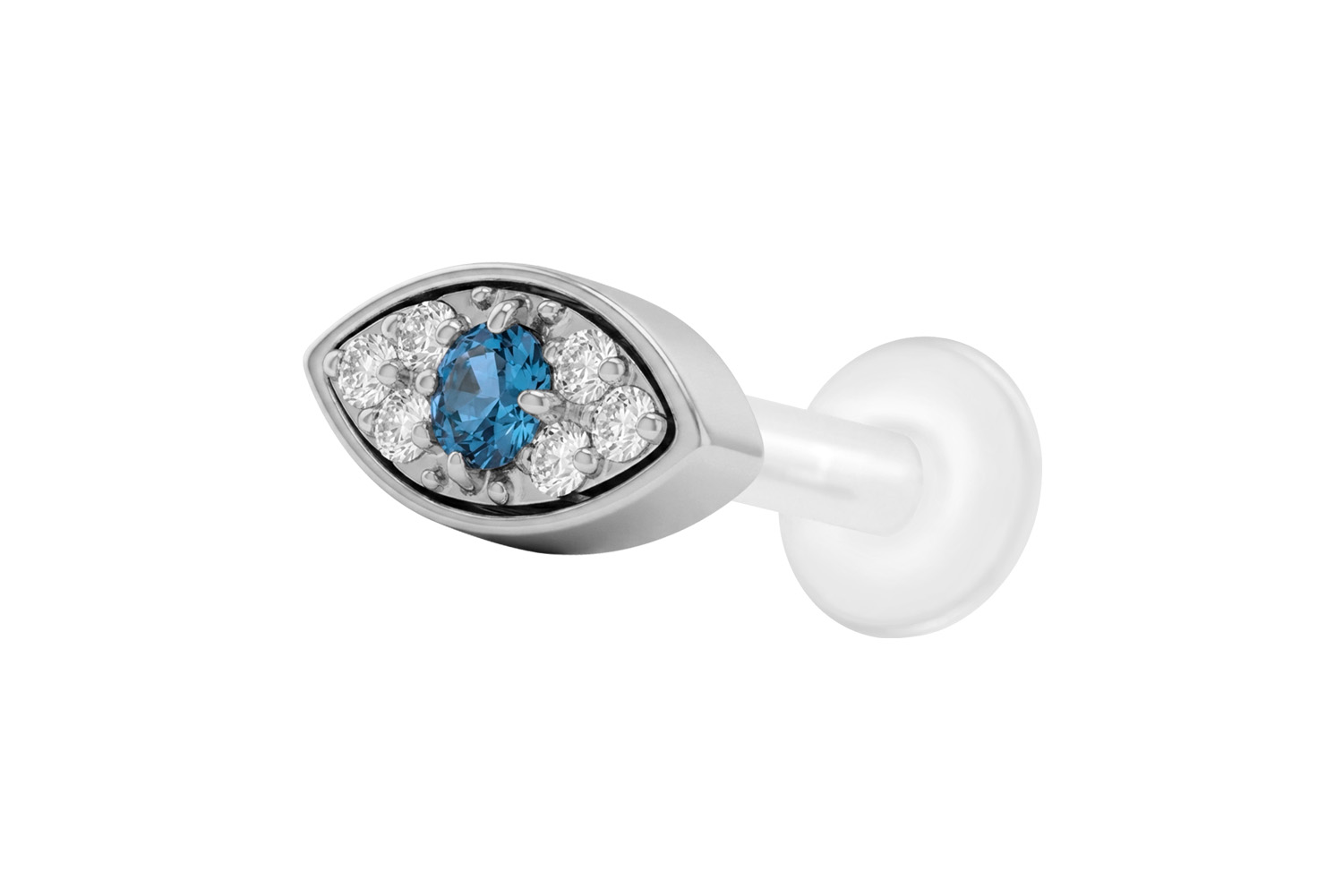 PTFE labret with internal thread + titanium attachment CRYSTAL EYE