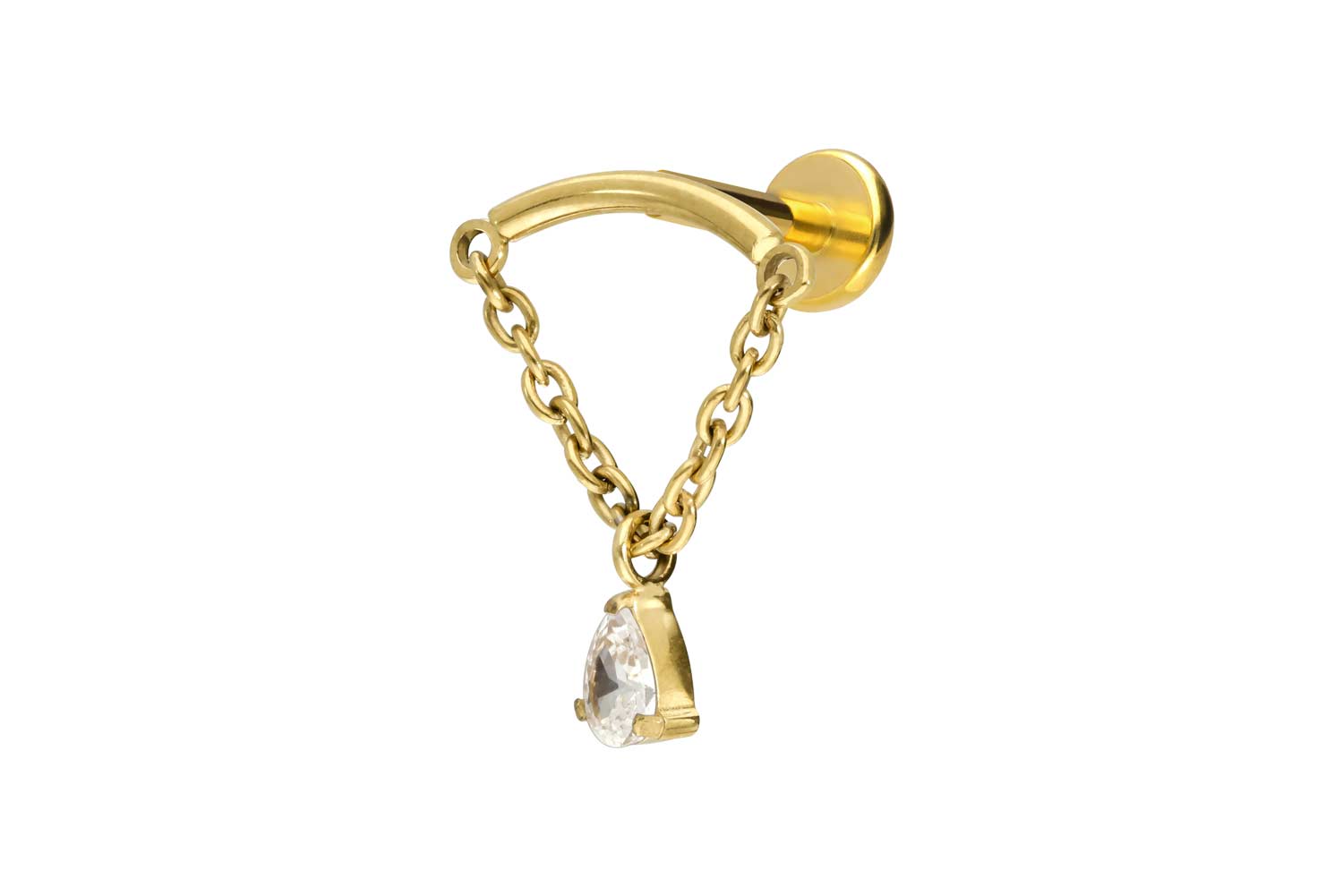 Titan Labret mit Push Fit BOGEN + KETTE + KRISTALLTROPFEN