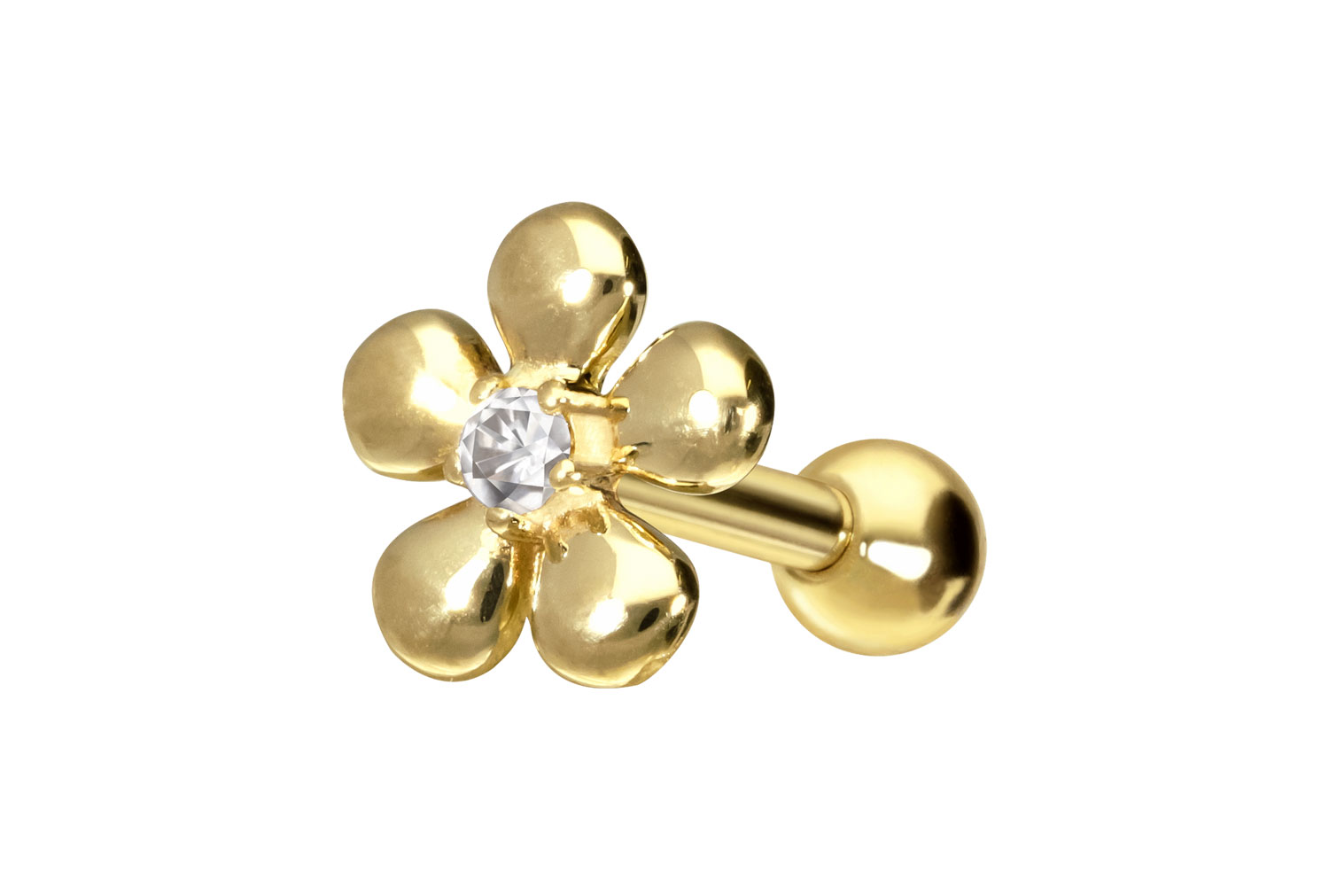 14/18 carat gold ear piercing MOISSANITE + FLOWER