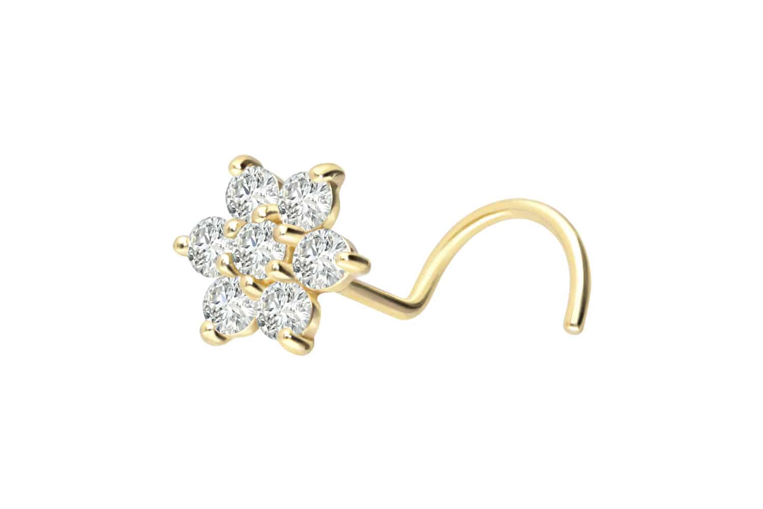 18 Karat Gold Nasenstecker Spirale DIAMANT-BLUME