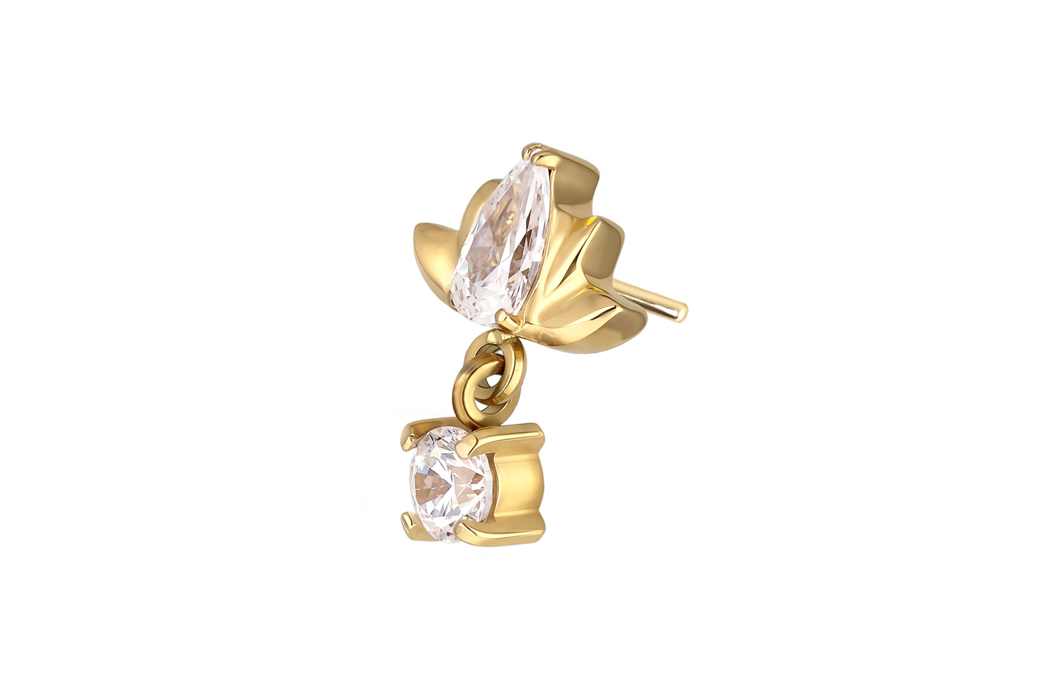 Titanium attachment with push pin LOTUS BLOSSOM + CRYSTAL