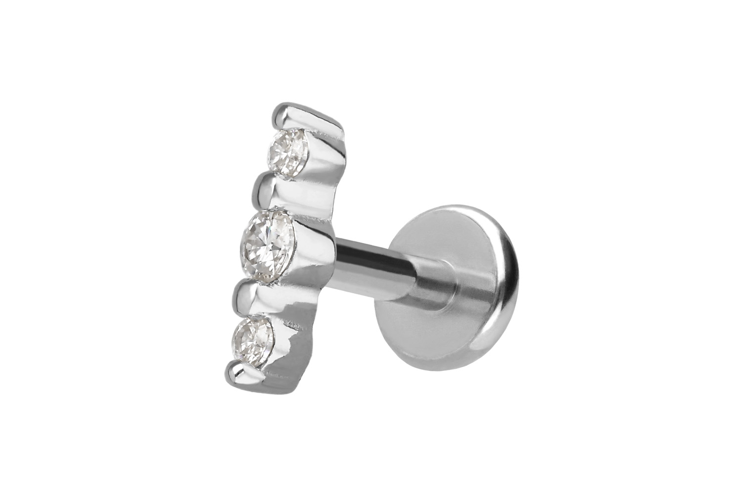 Titanium labret with internal thread + 925 silver attachment 3 MOISSANITES