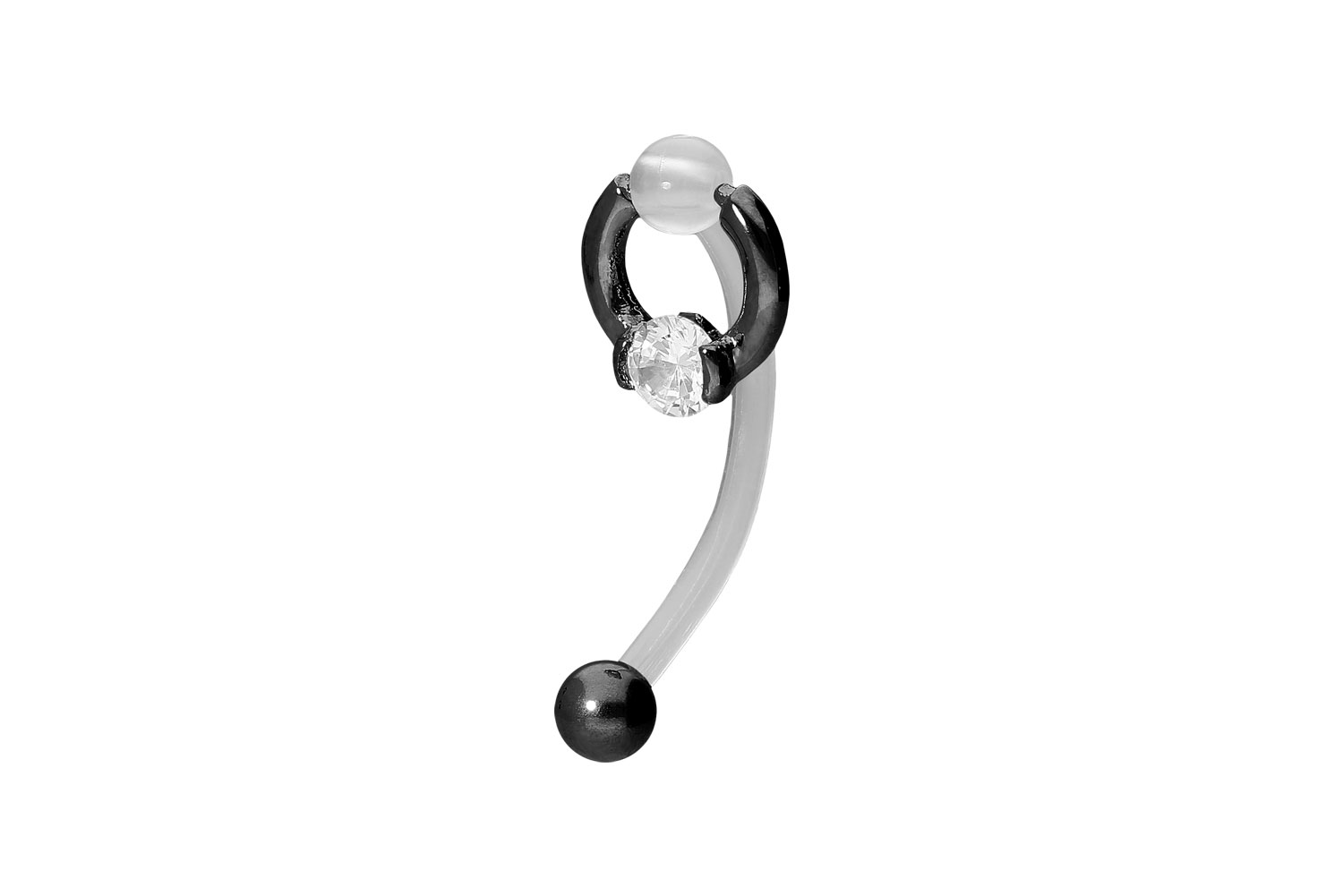 PMFK Bananabell mit Chirurgenstahl-Design RING + 4 mm KRISTALL