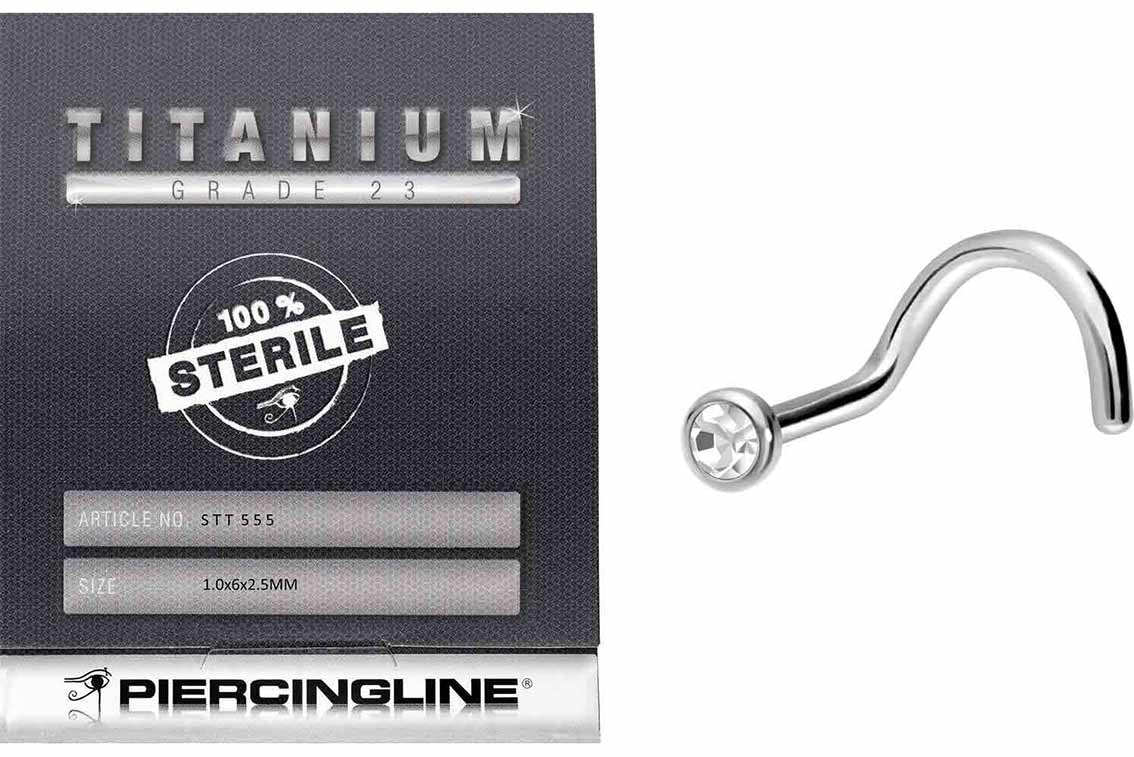 Sterilisierter Titan Nasenstecker FLACHE KRISTALLDISC