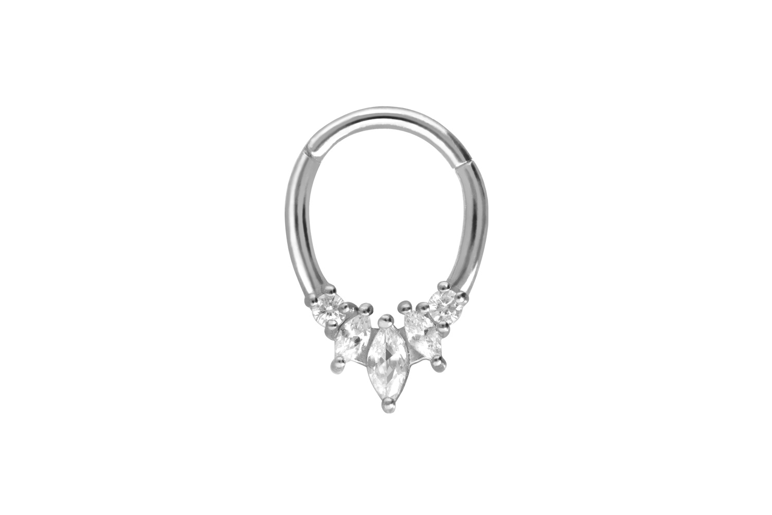 Chirurgenstahl Segmentring Clicker TROPFEN + 5 EINGEFASSTE KRISTALLE