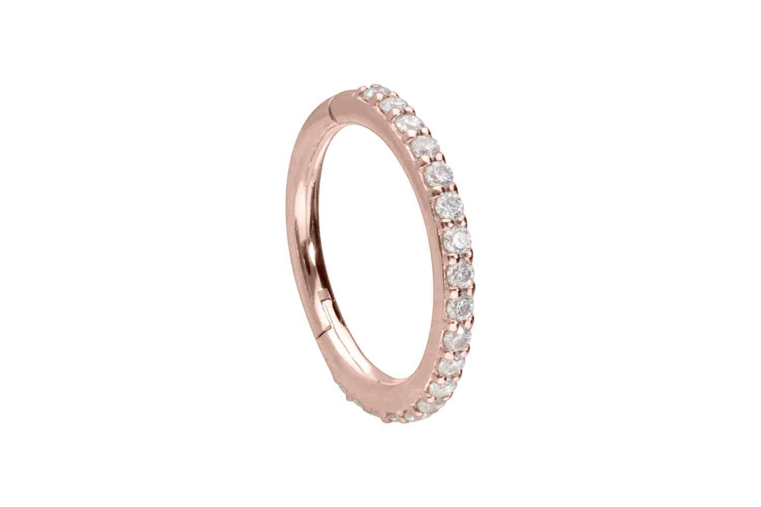 14/18 carat gold segment ring clicker SET MOISSANITES