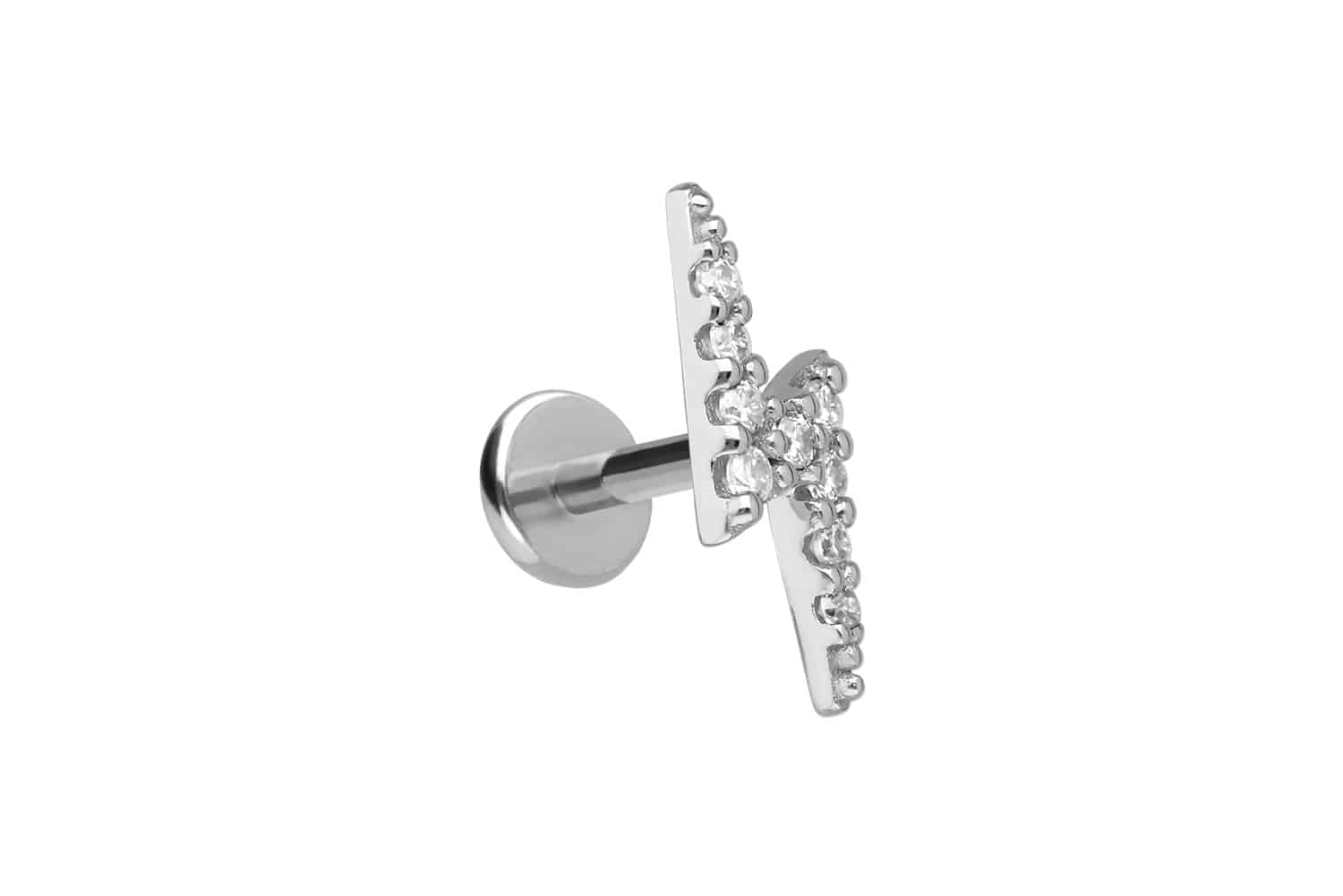 Titan Labret mit Innengewinde + 925er Silber Aufsatz MOISSANIT-BLITZ