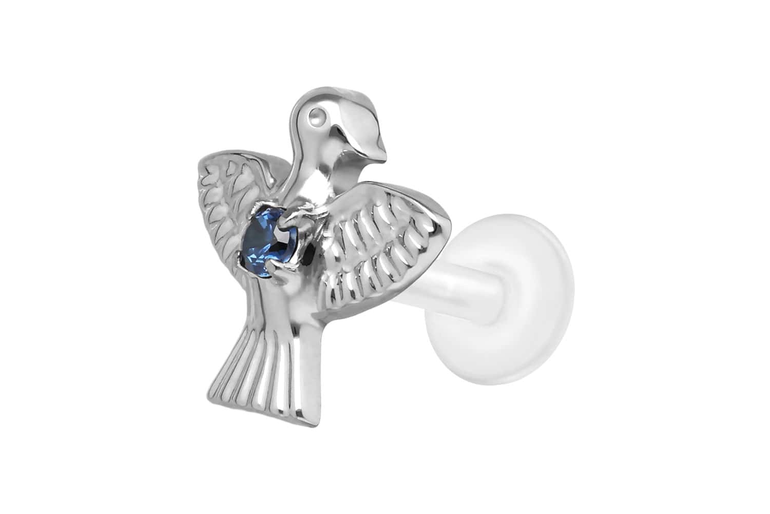 PTFE Labret mit Innengewinde + Titan-Aufsatz TAUBE